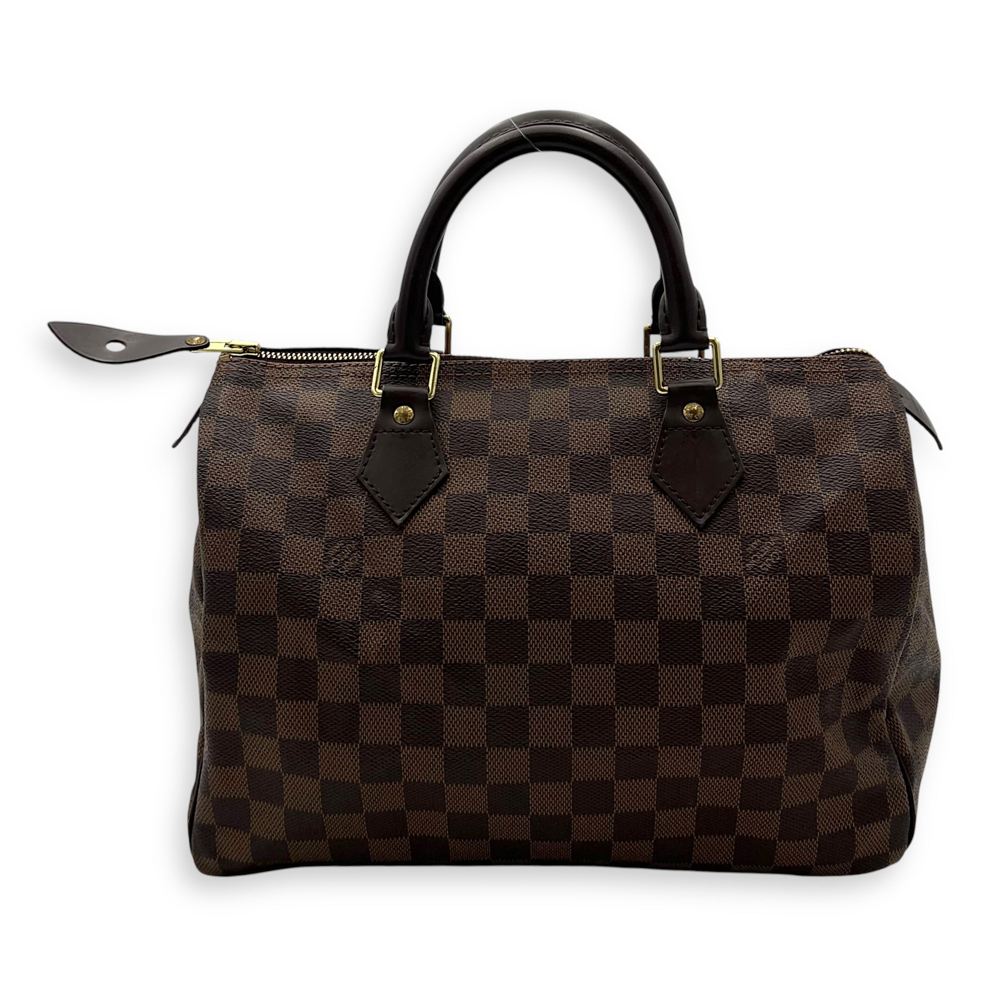 Speedy 30 Damier Ebene Top Handle Bag in Coated Canvas, Gold hardware - Image 3