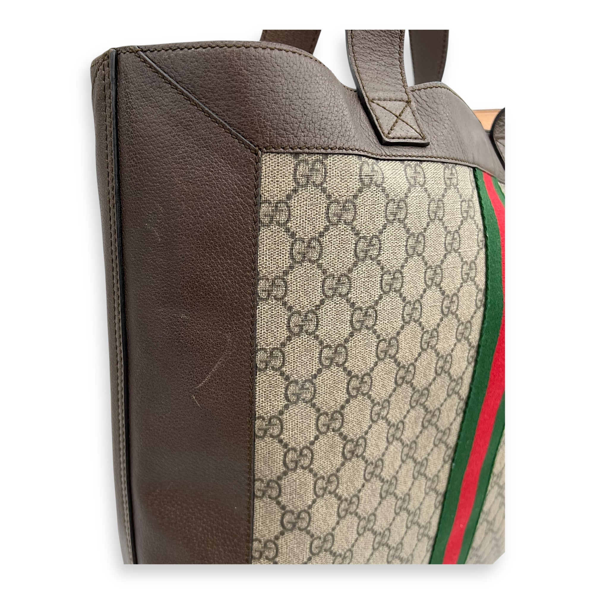 Ophidia Tote Bag Brown in Coated Canvas, Gold hardware - Image 14