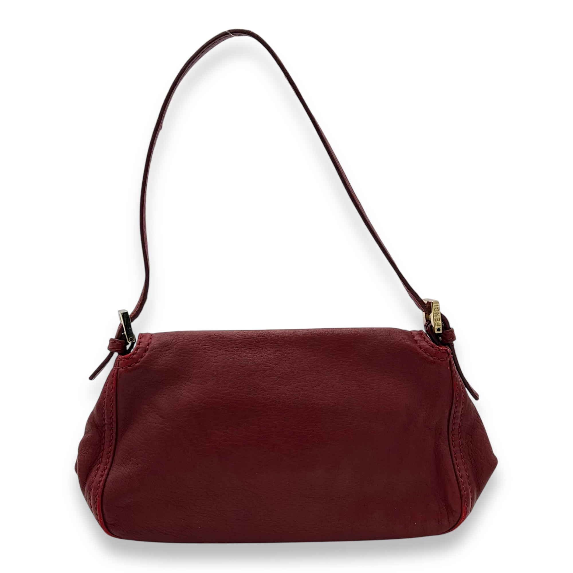 Baguette Shoulder Bag Red in Calfskin, Gold hardware - Image 3