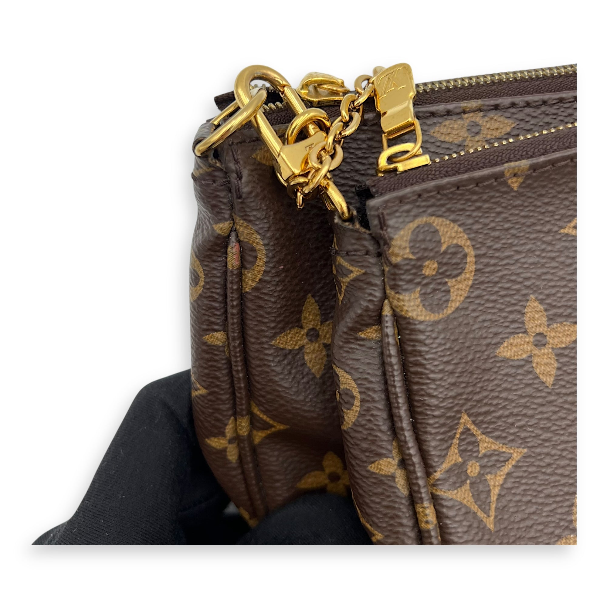 Multi-Pochette Accessoires Crossbody Bag Brown in Monogram Coated Canvas, Gold hardware - Image 10