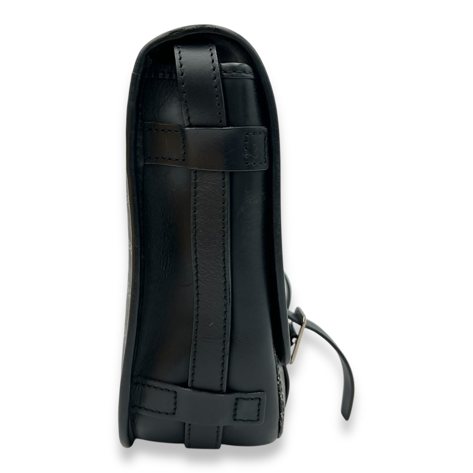 Belvedere Messenger MM Black in Coated Canvas, Silver hardware - Image 4