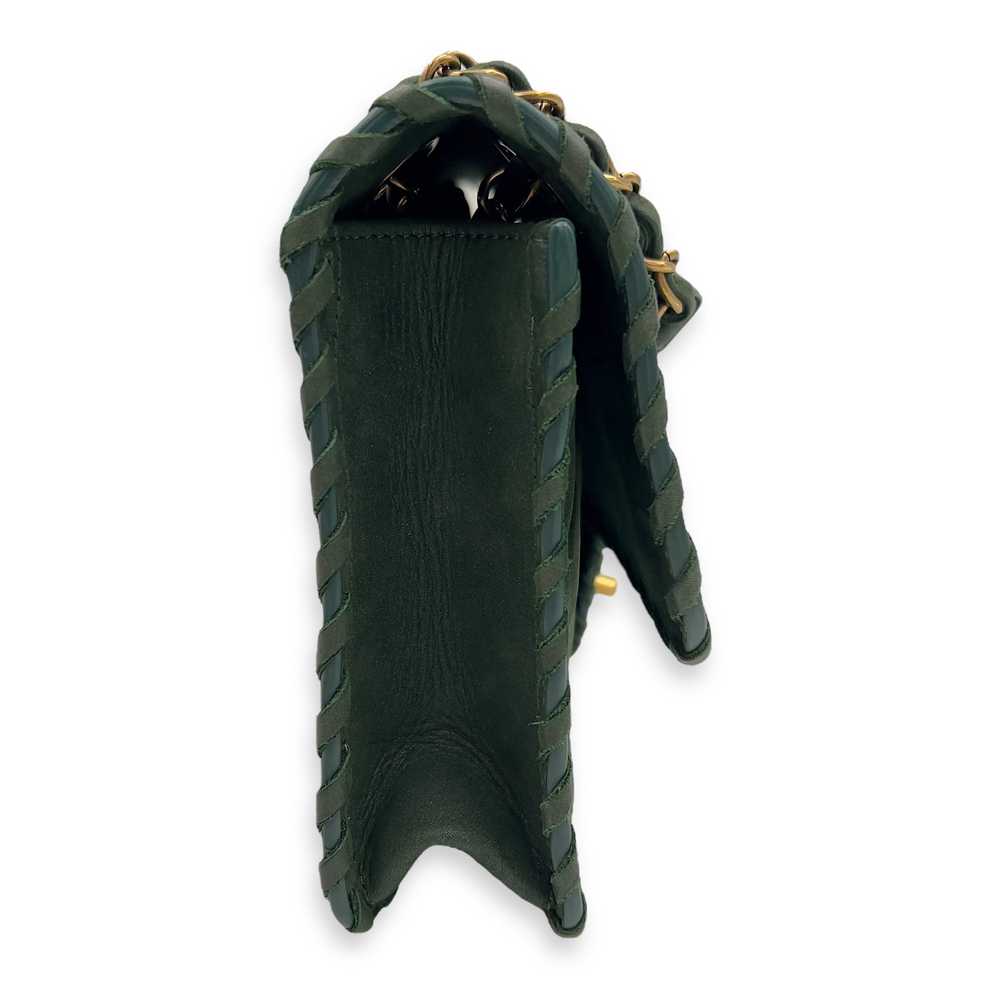 Happy Stitch Green Shoulder Bag in Calfskin, Gold hardware - Image 7