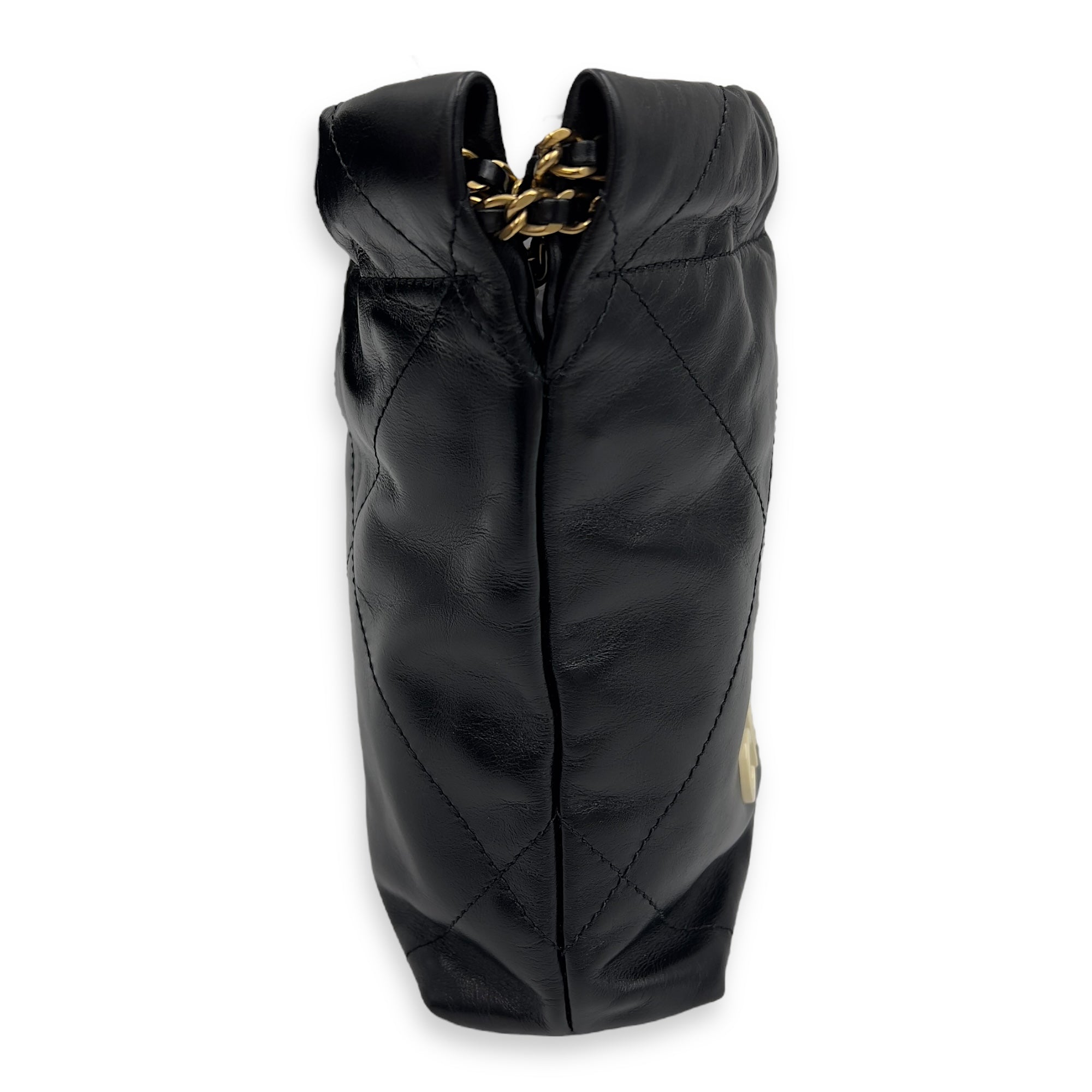 22 Tote Shoulder Bag Mini Black in Lambskin, Gold hardware - Image 15