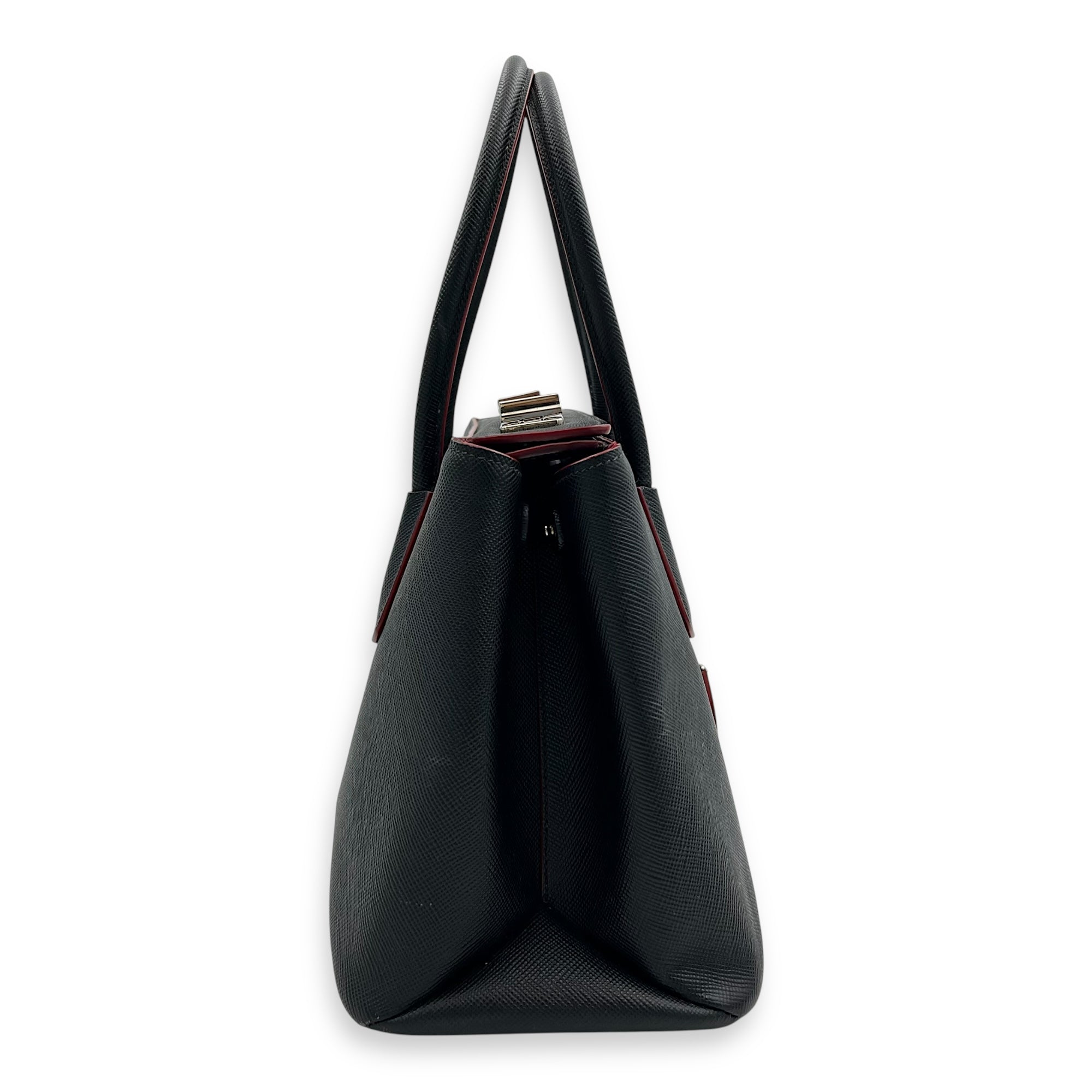 2 way turnlock bag Top Handle Bag Black in Saffiano Leather, Silver hardware - Image 4