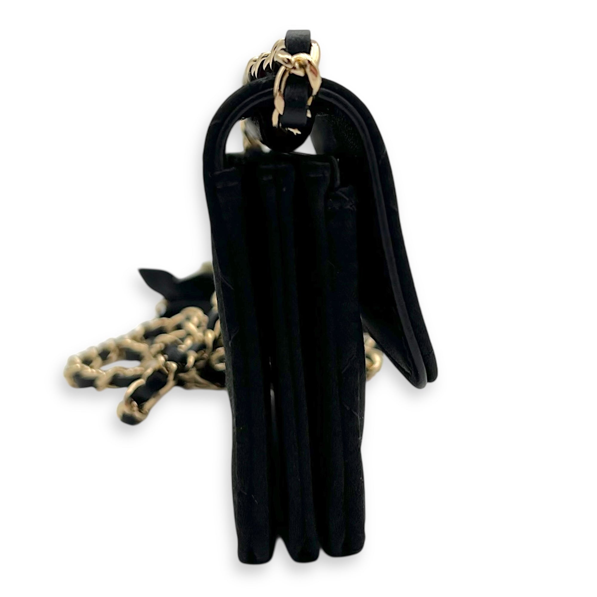 VIP Gift CC Wallet On Chain Black in Satin, Gold hardware - Image 4