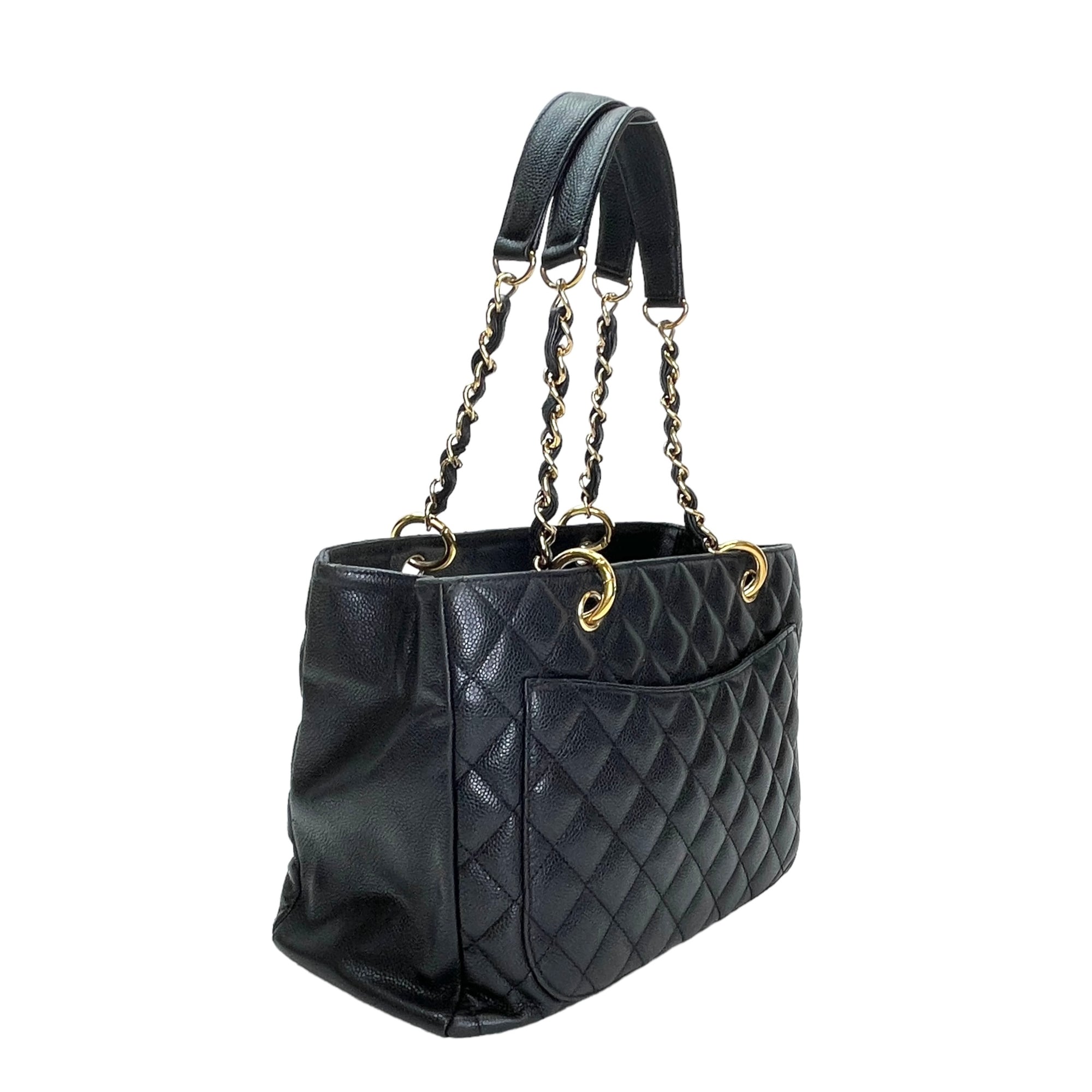 GST Grand Black Tote Bag in Caviar Leather, Gold hardware - Image 5