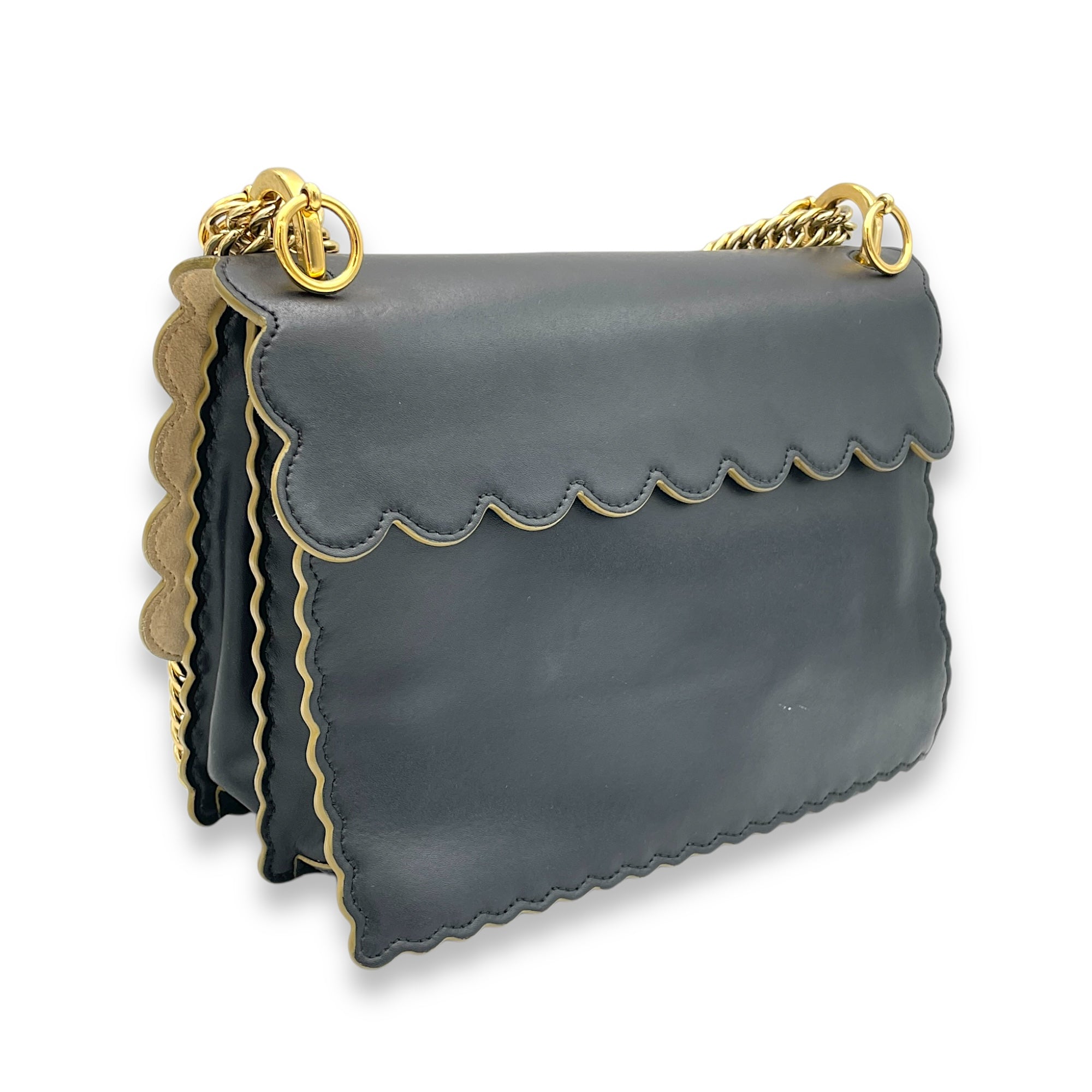 Kan I Shoulder Bag Black in Calfskin, Gold hardware - Image 5