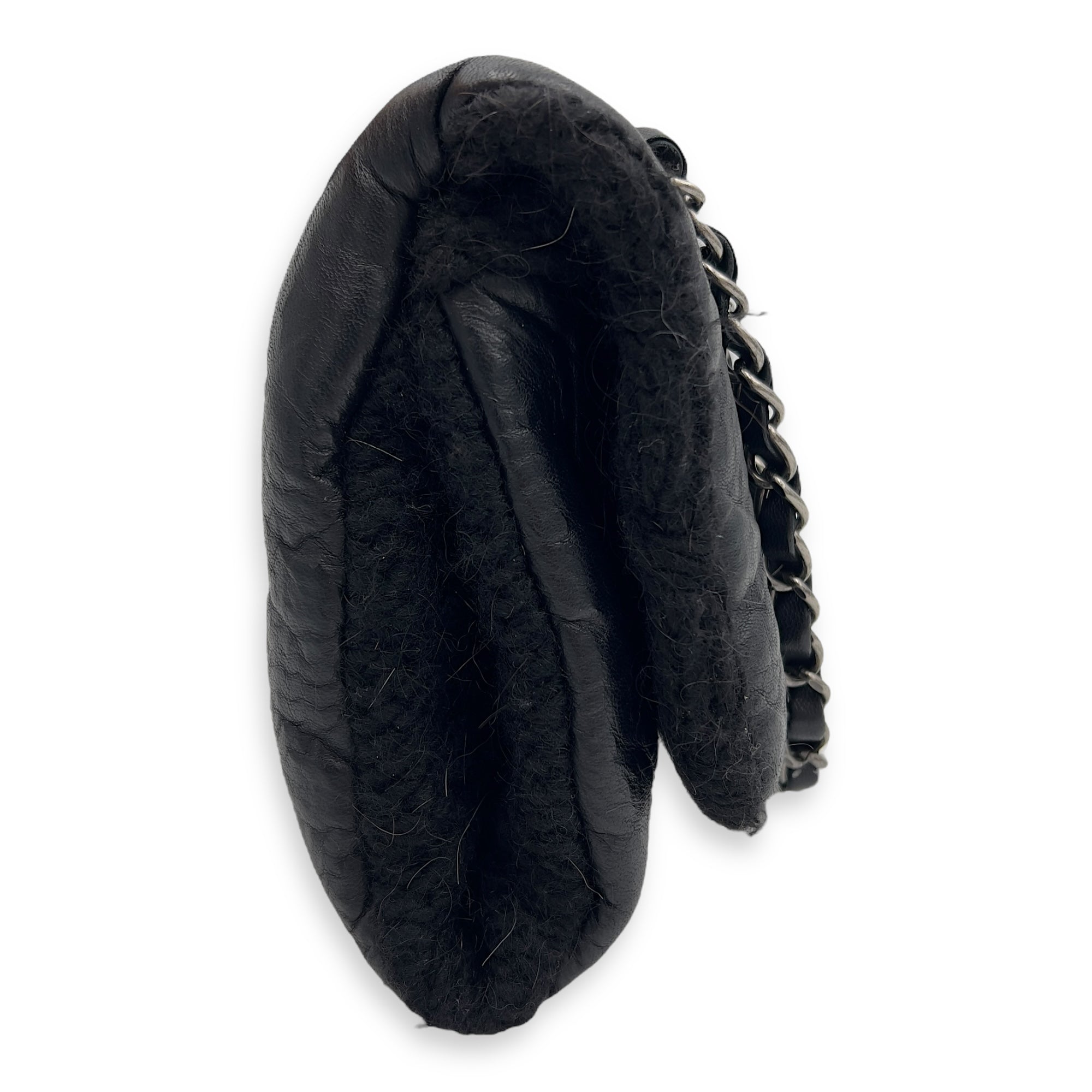 Paris Edinburgh Chic Knit Shoulder Bag Black in Calfskin, Silver hardware - Image 7