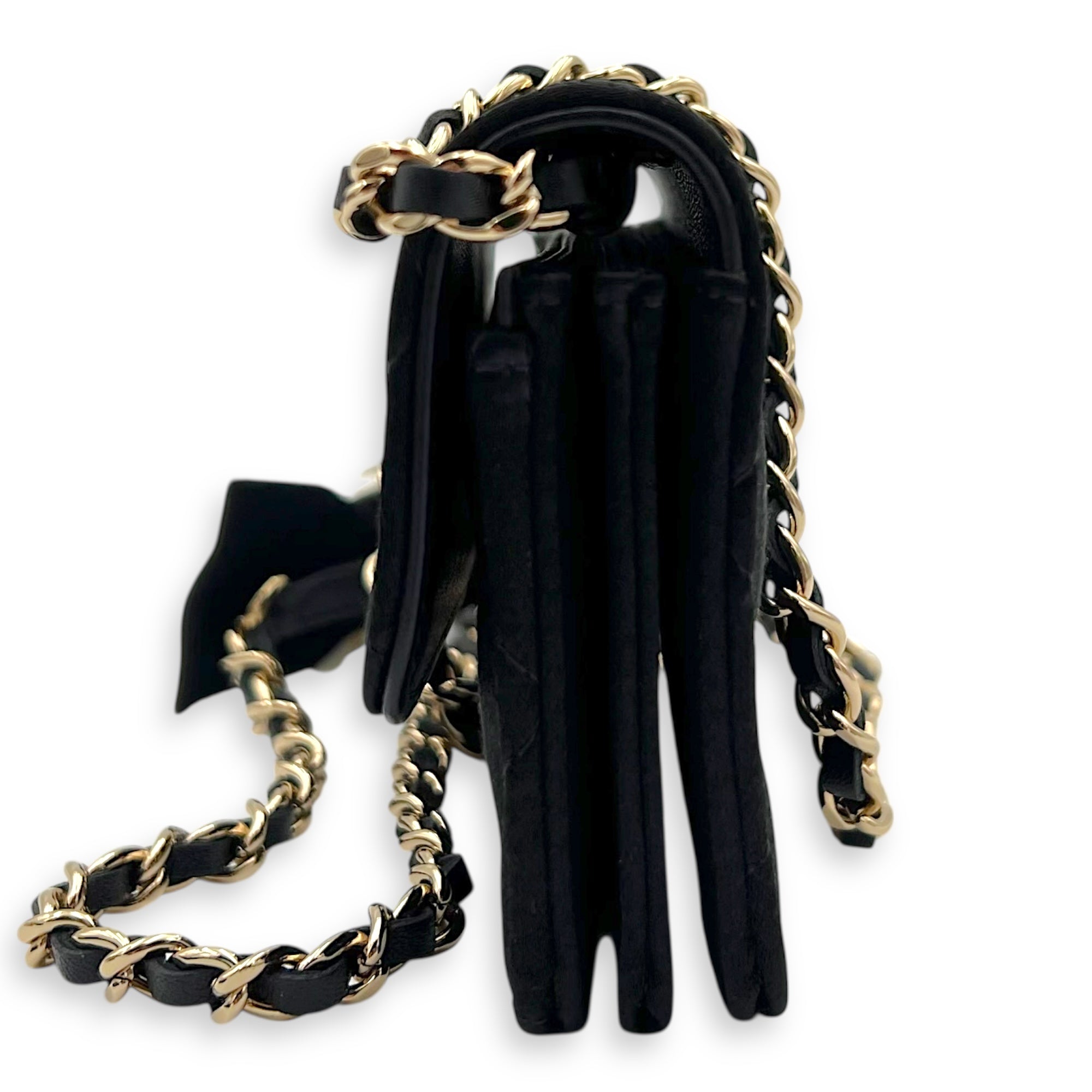 VIP Gift CC Wallet On Chain Black in Satin, Gold hardware - Image 5