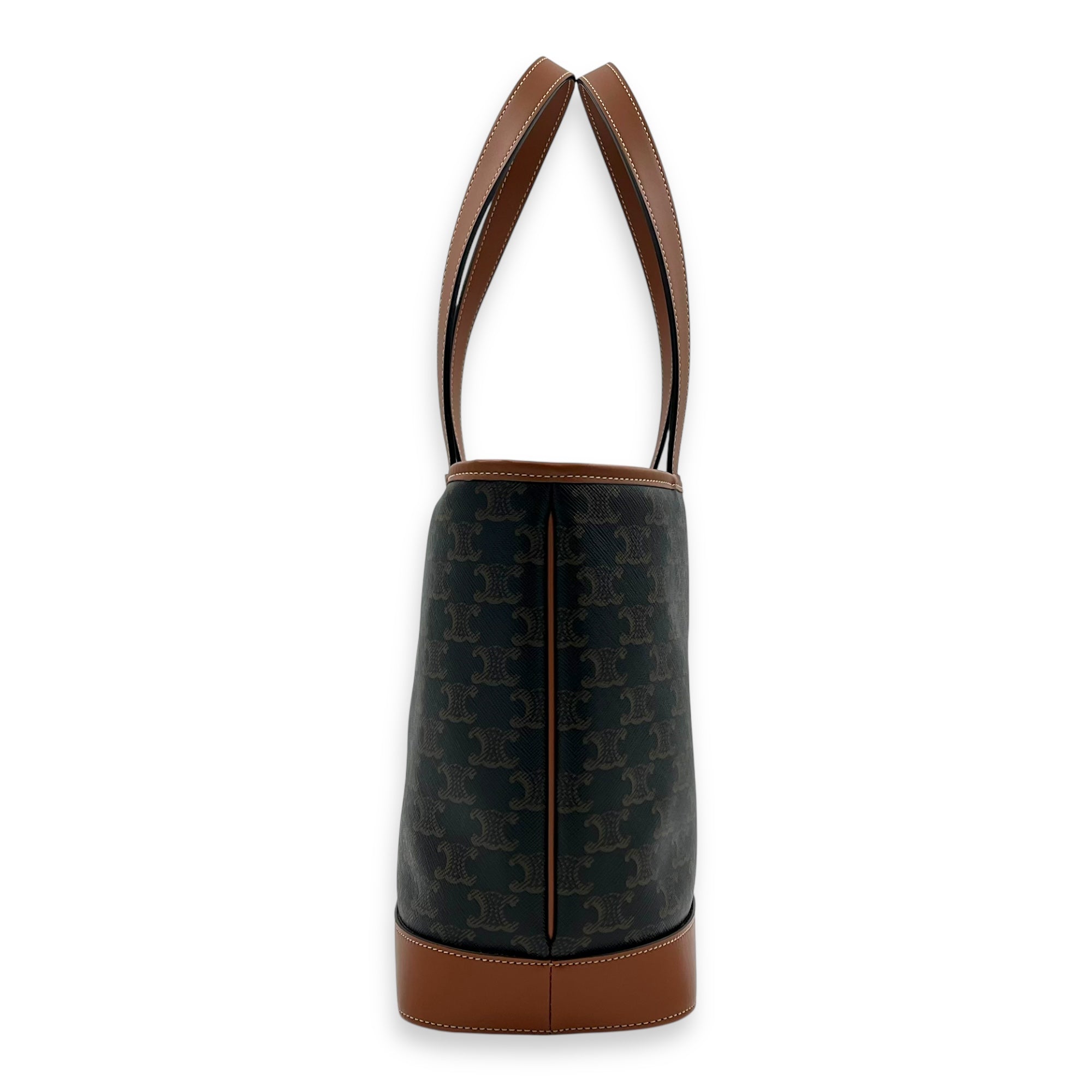 Triomphe Tote Bag Brown in Coated Canvas, Gold hardware - Image 5