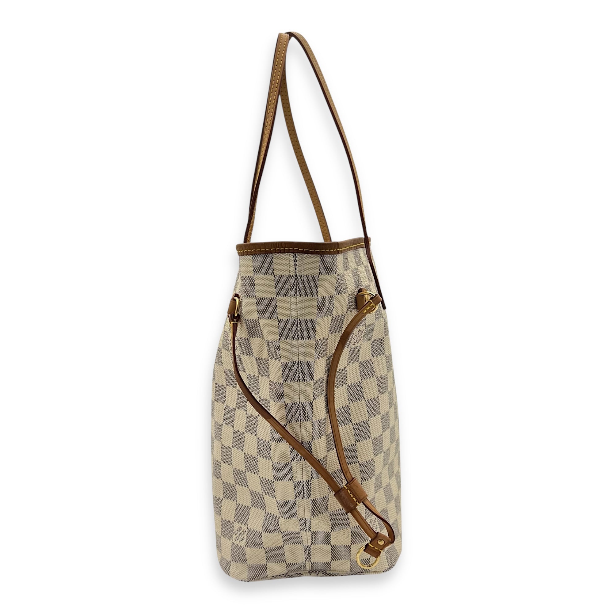 Neverfull Tote Bag White in Coated Canvas, Gold hardware - Image 5