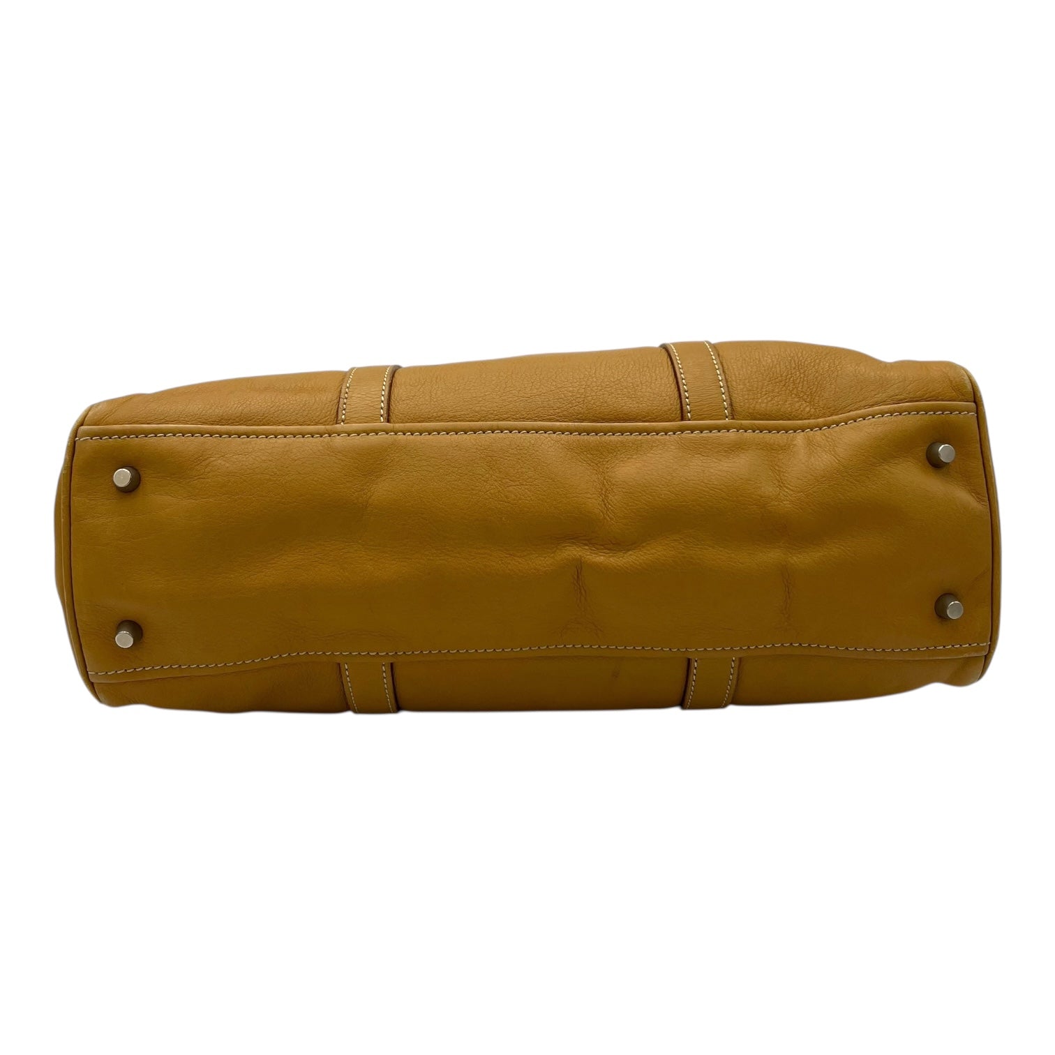 Buckle Yellow Shoulder Bag in Calfskin, Silver hardware - Image 6