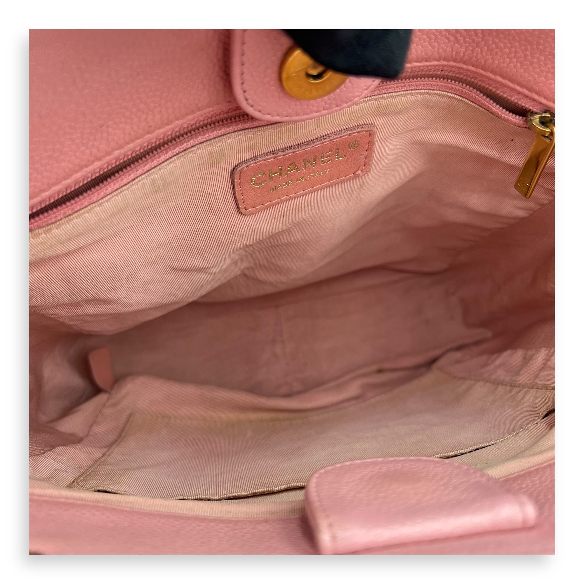 PST Petite Shopping Pink Tote Bag in Caviar Leather, Gold hardware - Image 7