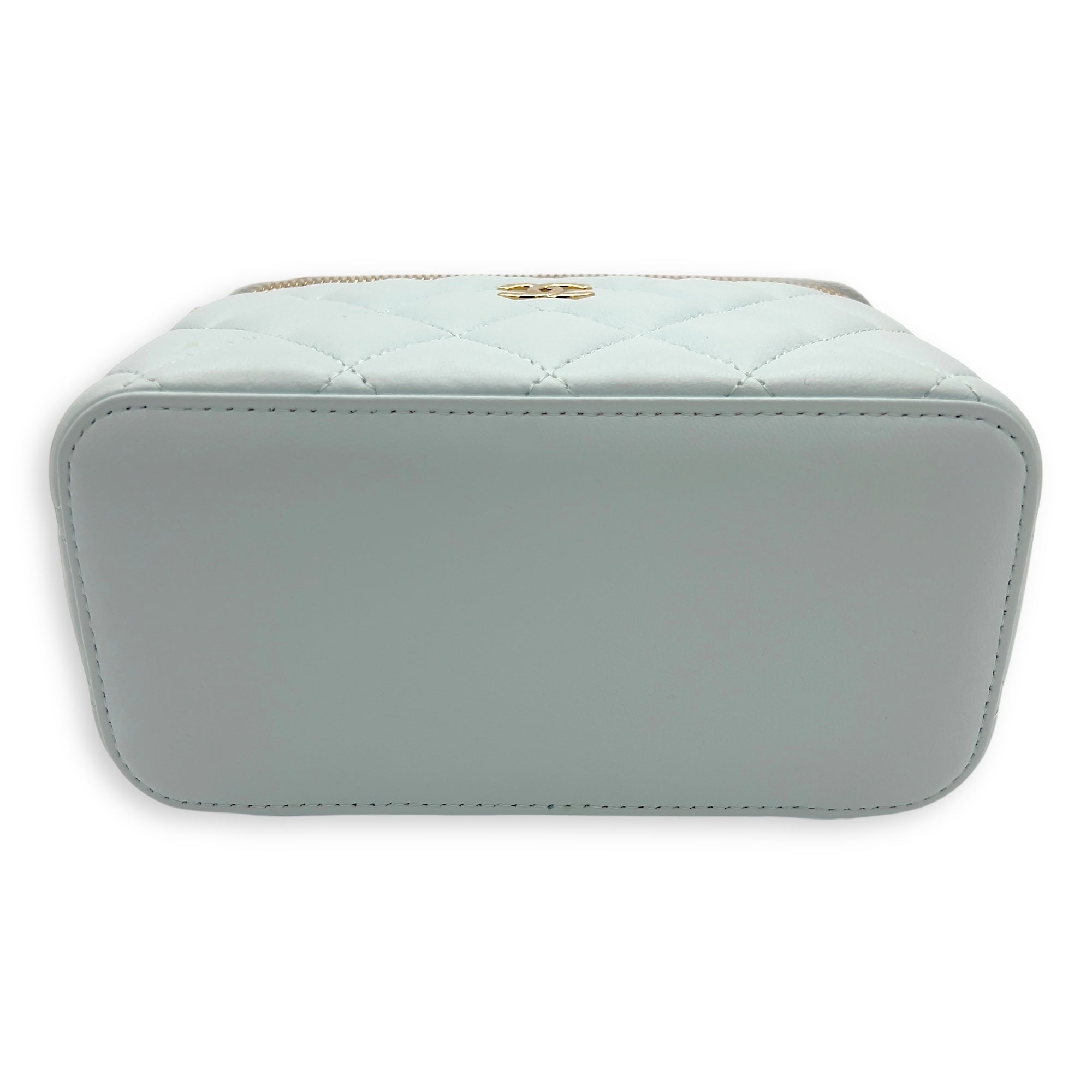 Vanity Crossbody Bag Blue in Lambskin, Gold hardware - Image 8