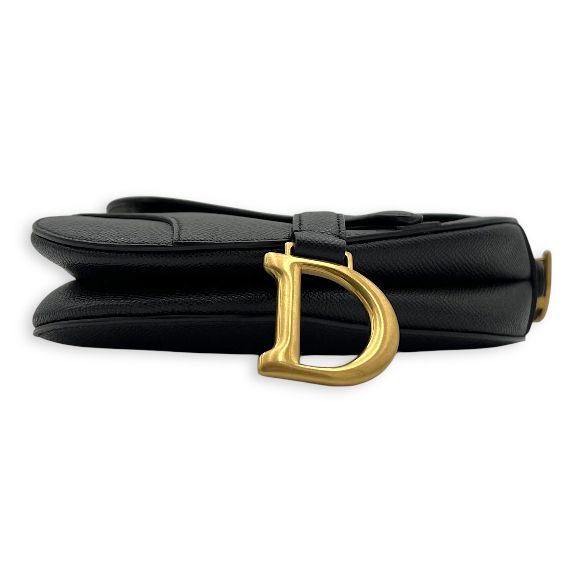 Saddle Mini Black Top Handle Bag in Calfskin, Gold hardware - Image 6