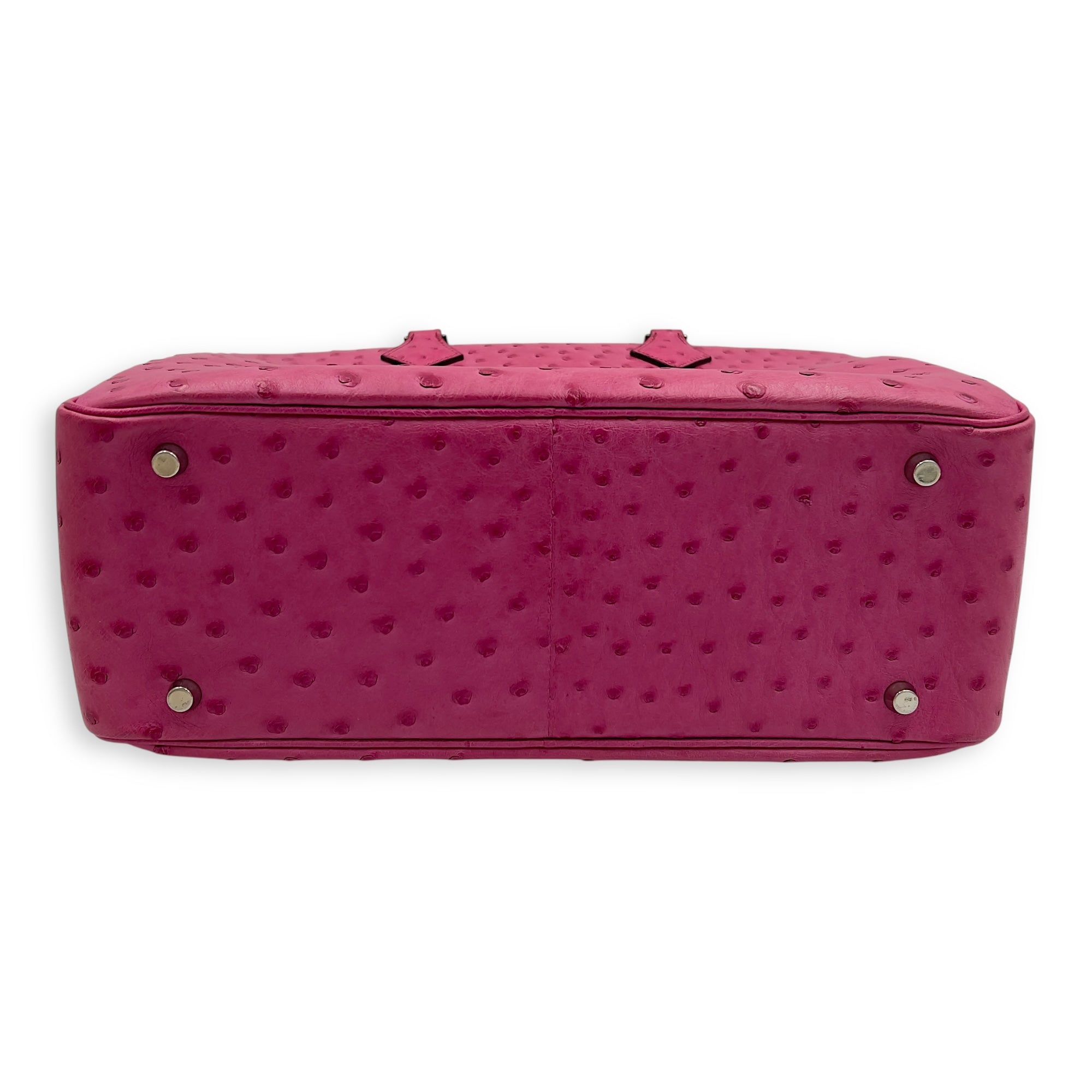 Plume 32 Fuchsia Top Handle Bag in Ostrich, Gold hardware - Image 6