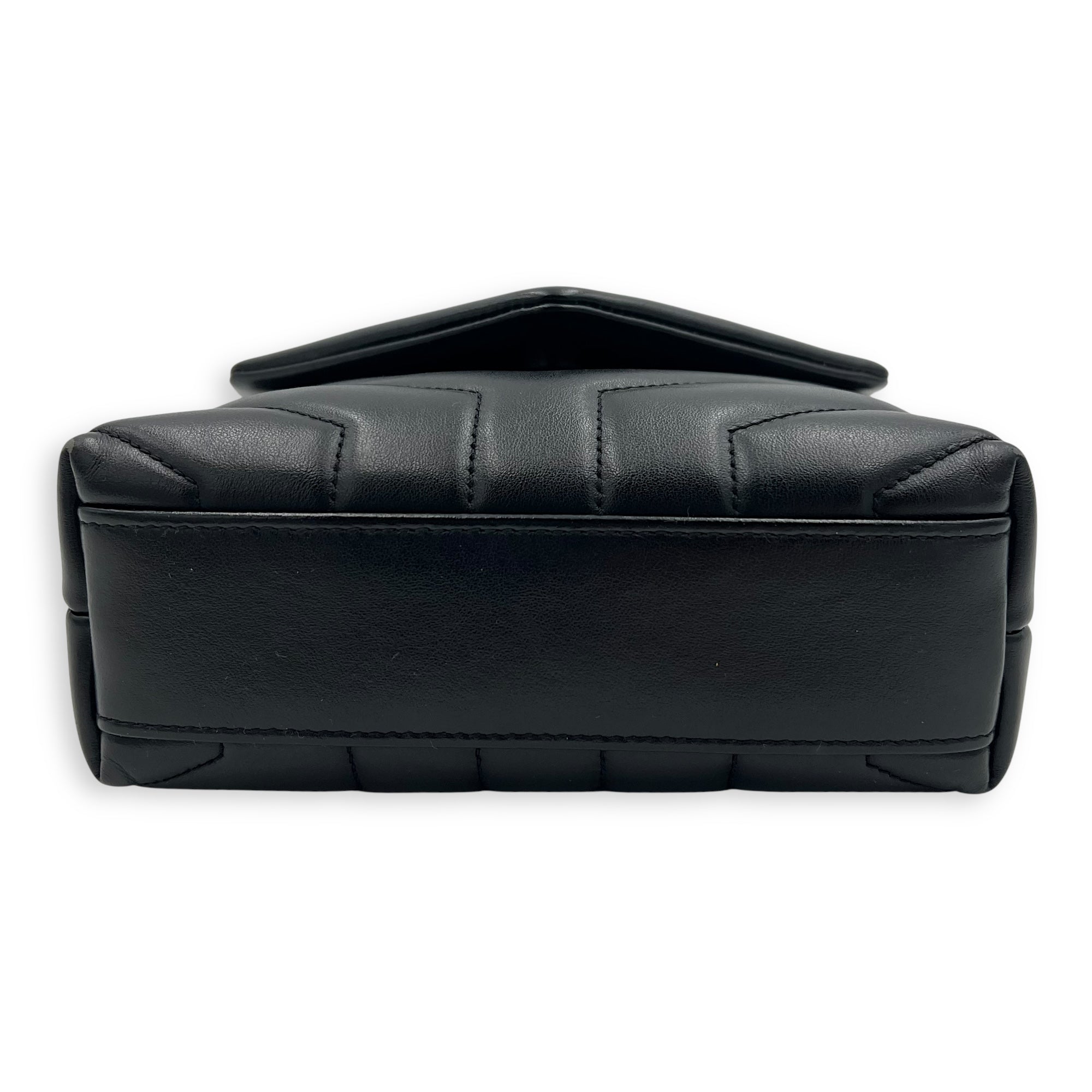 Loulou Toy Black Crossbody Bag in Calfskin, Silver hardware - Image 8