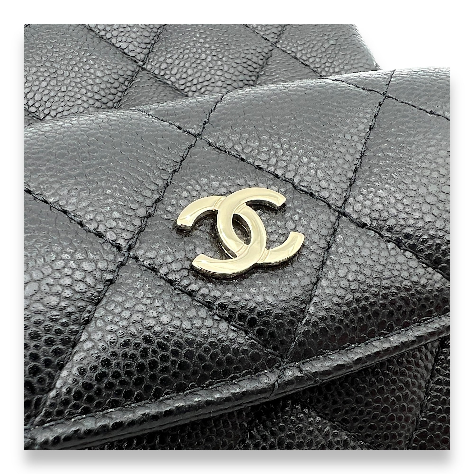 Quilted Backpack Black in Caviar Leather, Light Gold hardware - Image 7