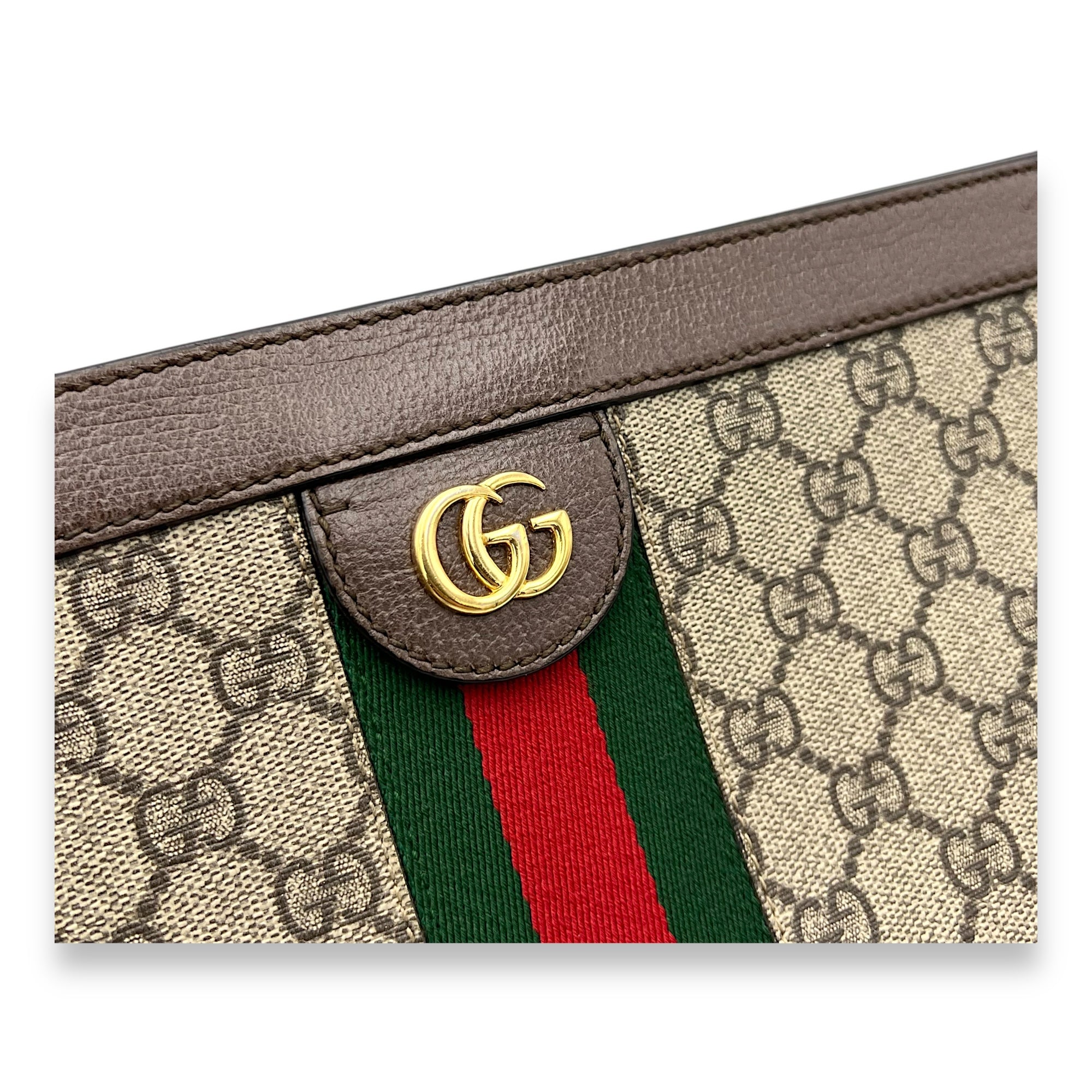 Ophidia Shoulder Bag Brown in Coated Canvas, Gold hardware - Image 7