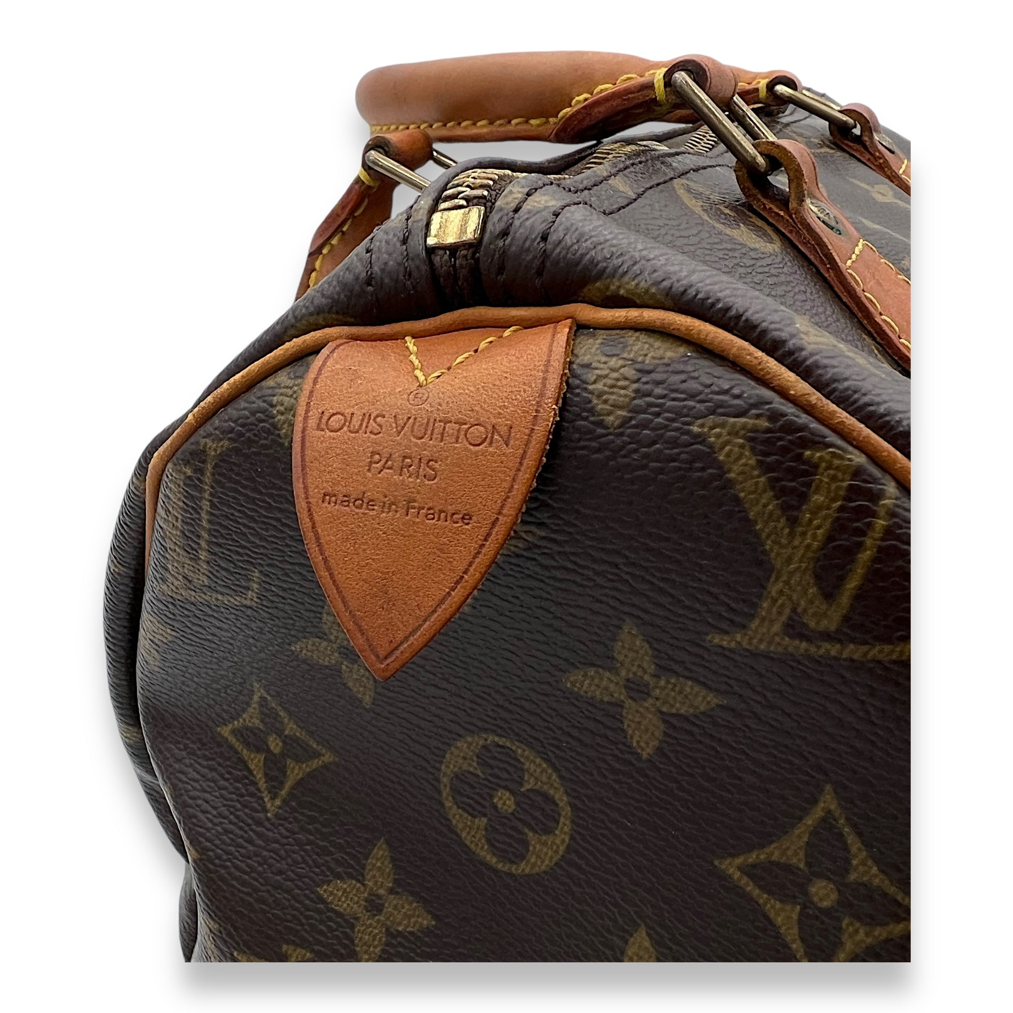 Speedy Top Handle Bag 30 Brown in Monogram Coated Canvas, Gold hardware - Image 8