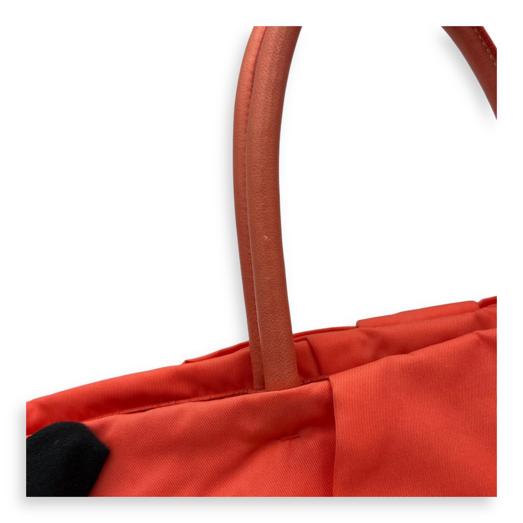 Bow Salmon Top Handle Bag in Nylon, Gold hardware - Image 10