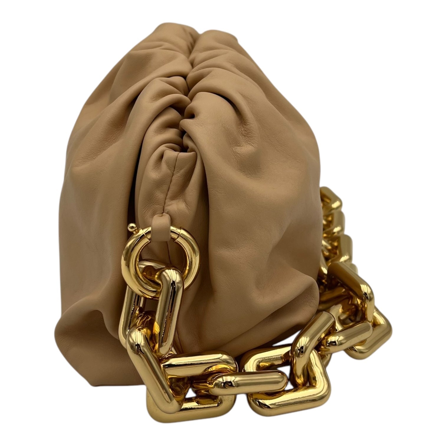 Chain Pouch Shoulder Bag Beige in Lambskin, Gold hardware - Image 5
