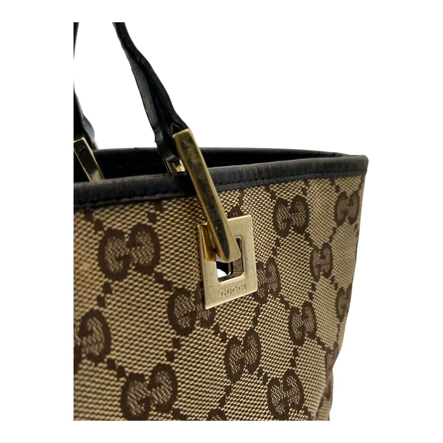 GG Brown Tote Bag in Canvas, Gold hardware - Image 8