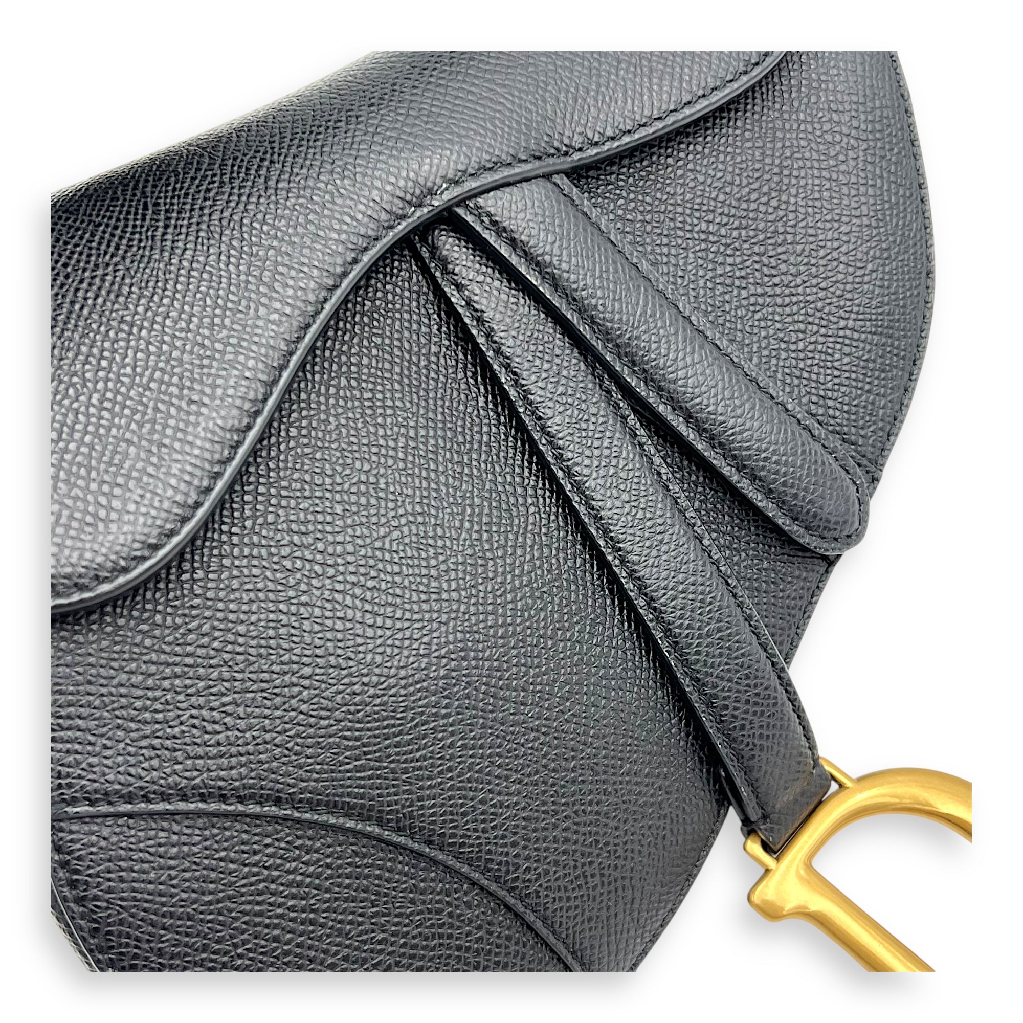 Saddle Mini Black Top Handle Bag in Calfskin, Gold hardware - Image 8