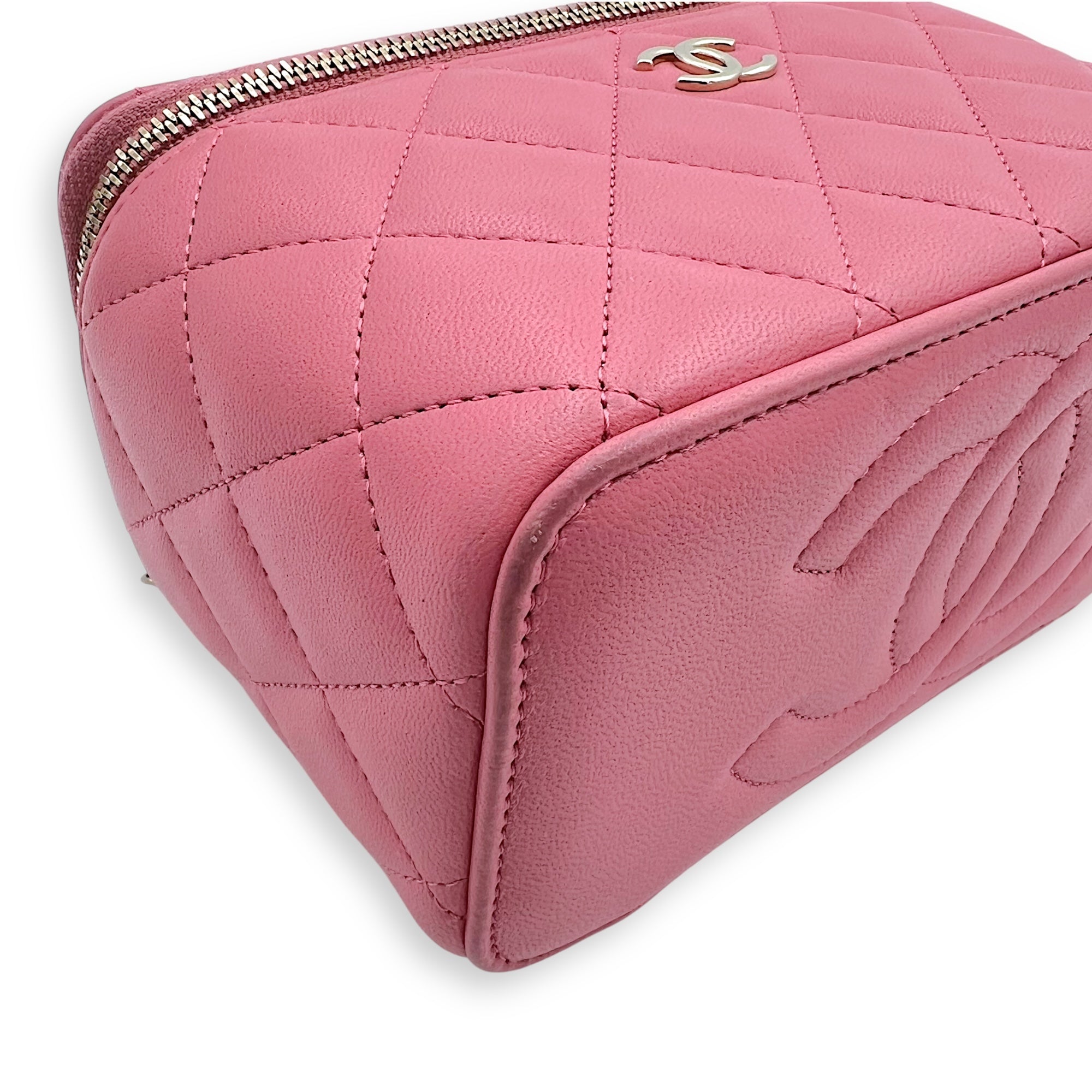 Vanity Top Handle Bag Pink in Lambskin, Gold hardware - Image 8