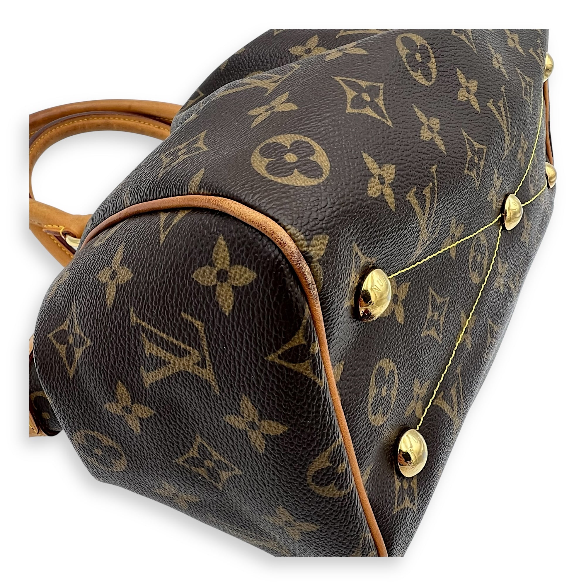 Tivoli Shoulder Bag PM Brown in Monogram Coated Canvas, Gold hardware - Image 8