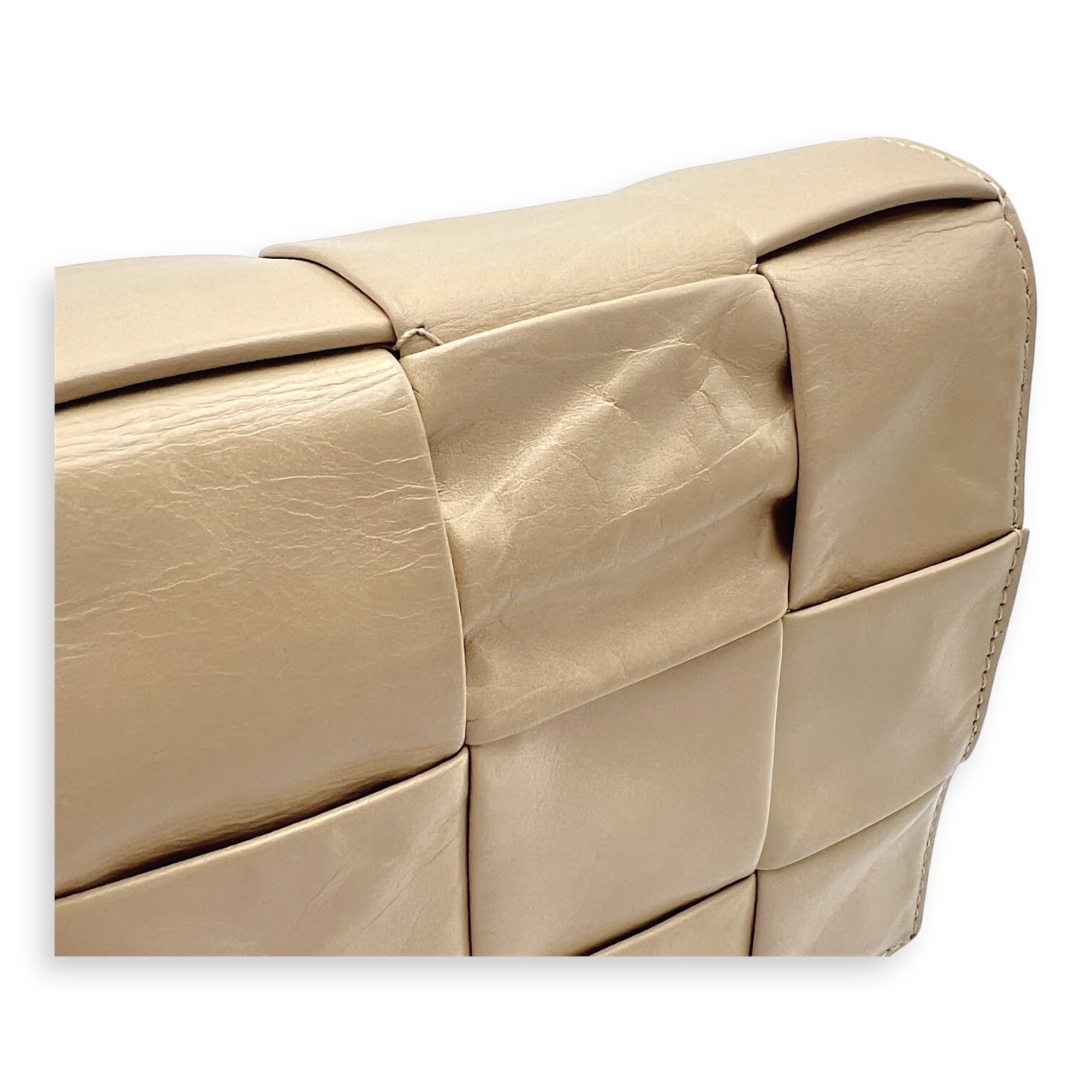 Cassette Crossbody Bag Beige in Calfskin, Silver hardware - Image 9