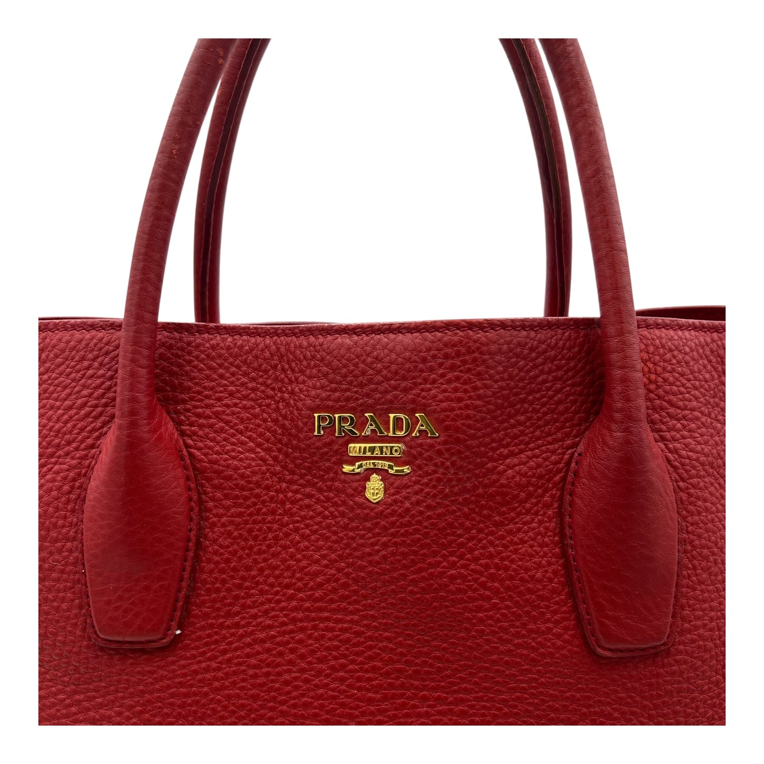 Logo Top Handle Bag Red in Calfskin, Gold hardware - Image 9