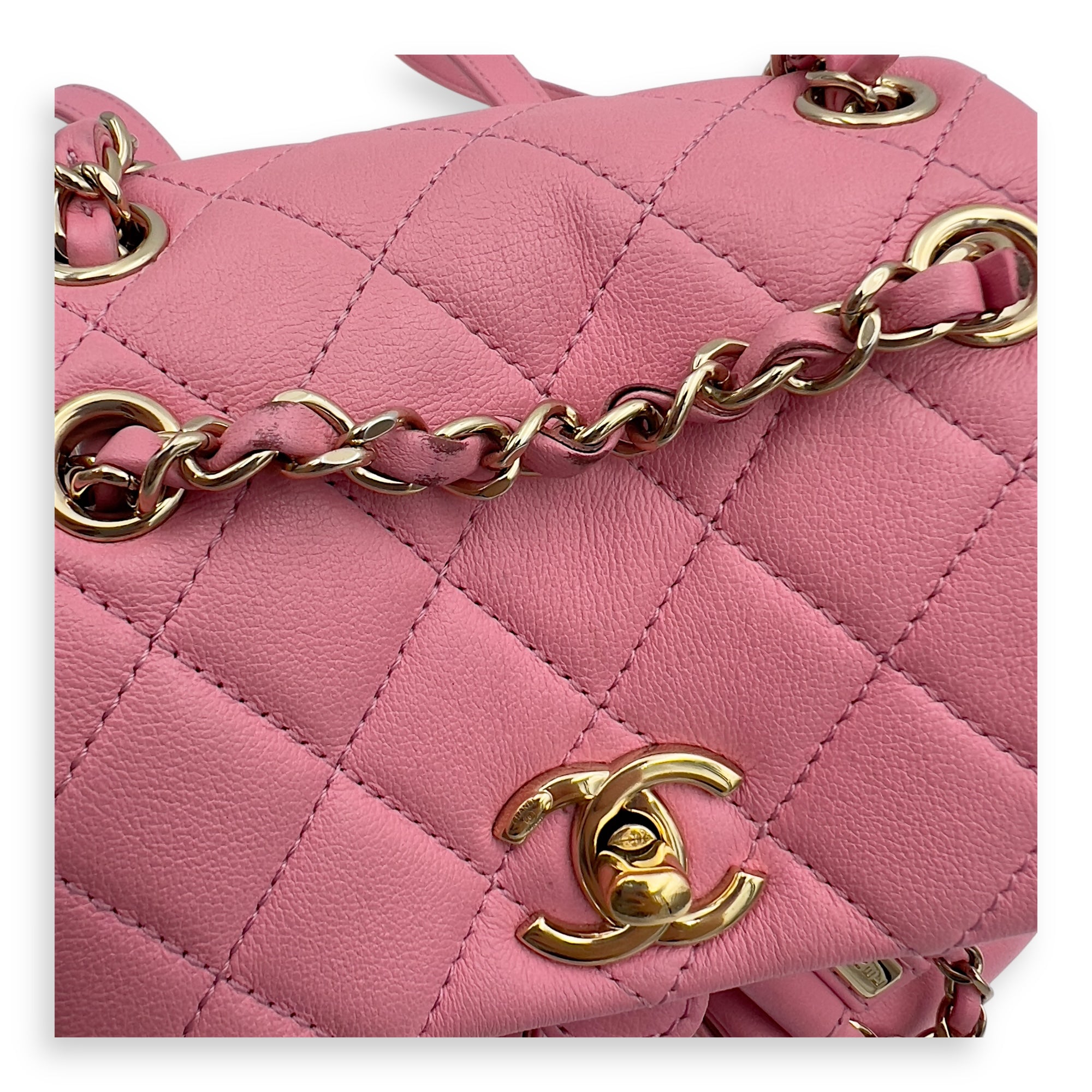 Duma Pink Backpack in Calfskin, Gold hardware - Image 7