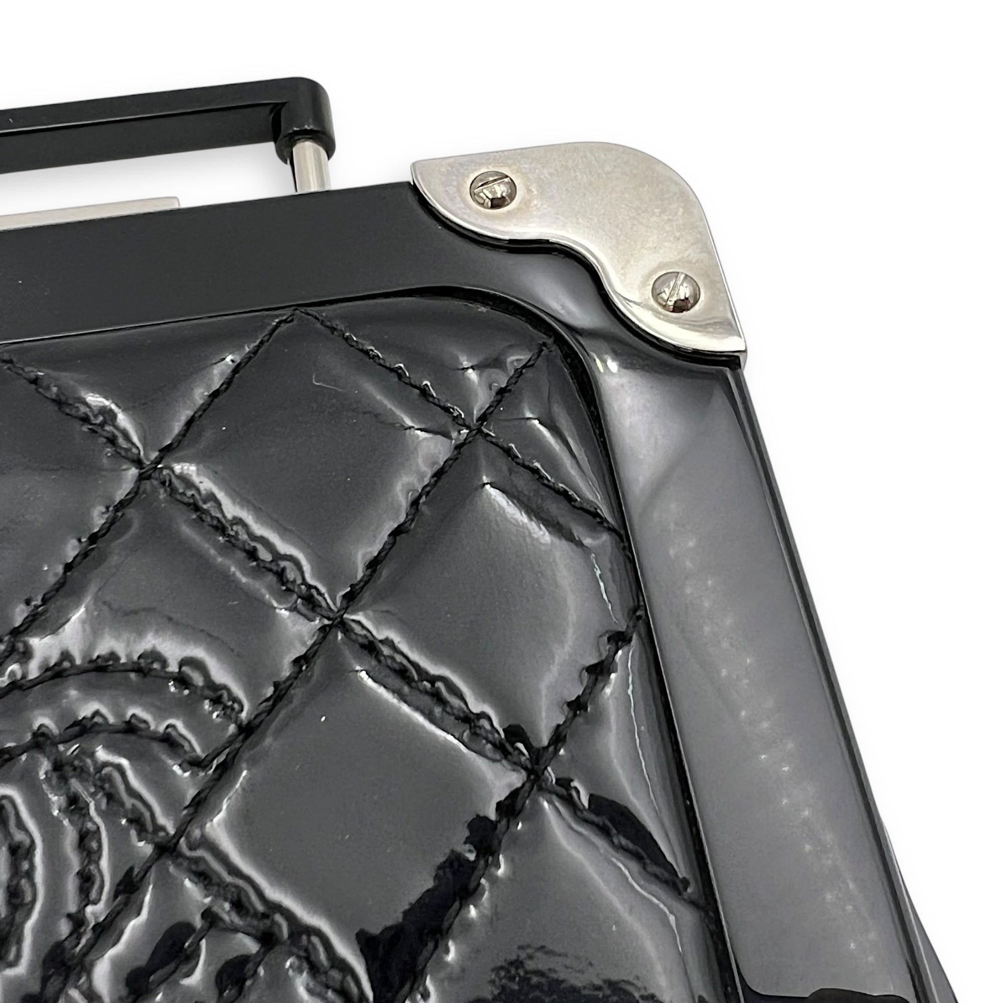 Minaudiere Trolley Black Clutch in, Silver hardware - Image 9