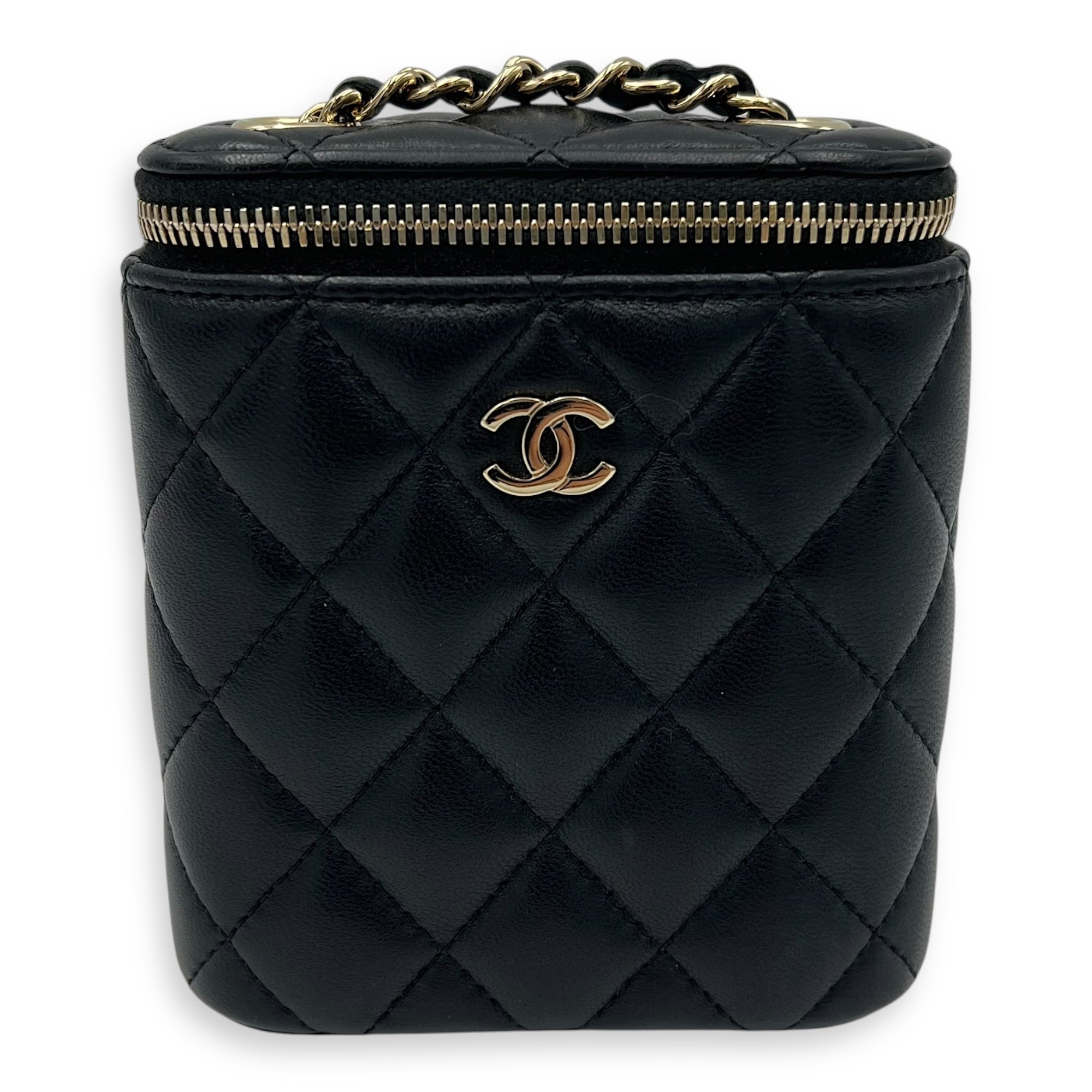CC Vanity Bag Black in Lambskin, Gold hardware