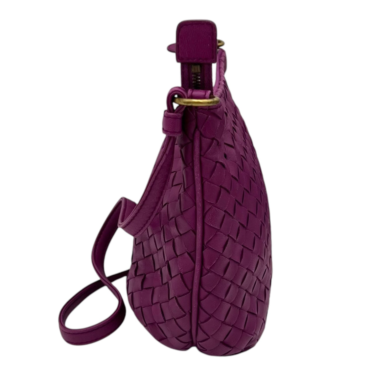 Intrecciato Purple Shoulder Bag in Lambskin, Gold hardware - Image 5