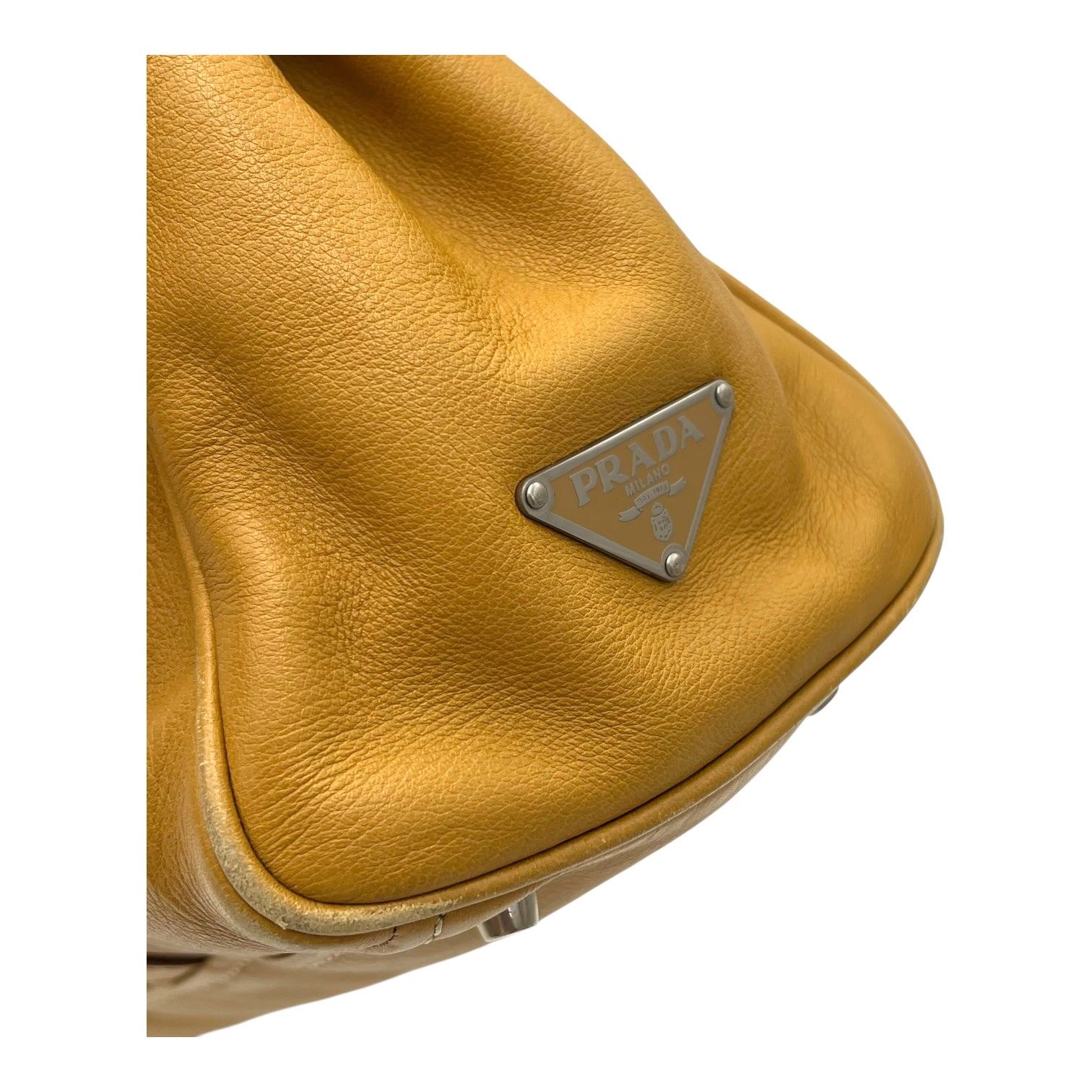 Buckle Yellow Shoulder Bag in Calfskin, Silver hardware - Image 10