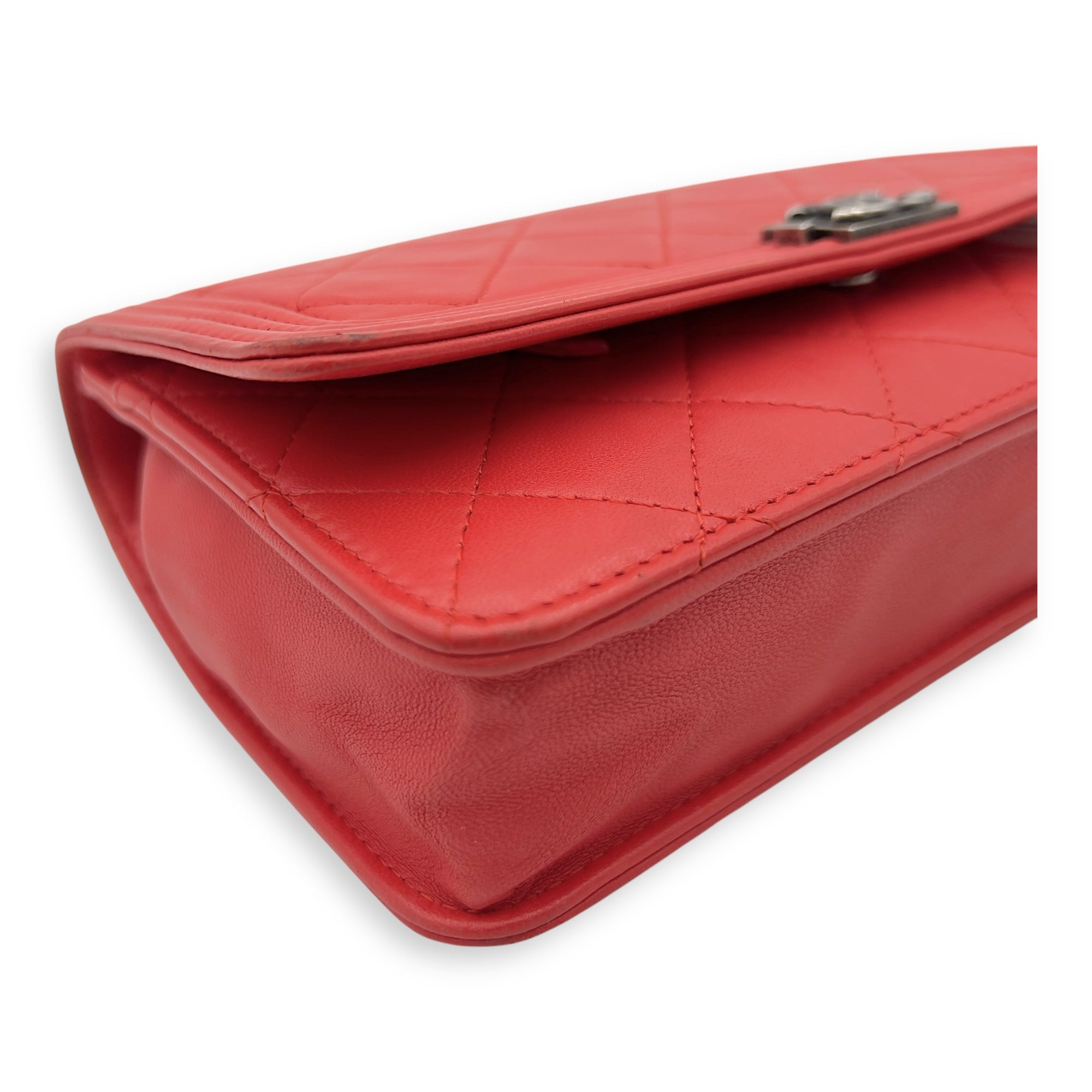 Boy Wallet On Chain Red in Calfskin, Ruthenium hardware - Image 8