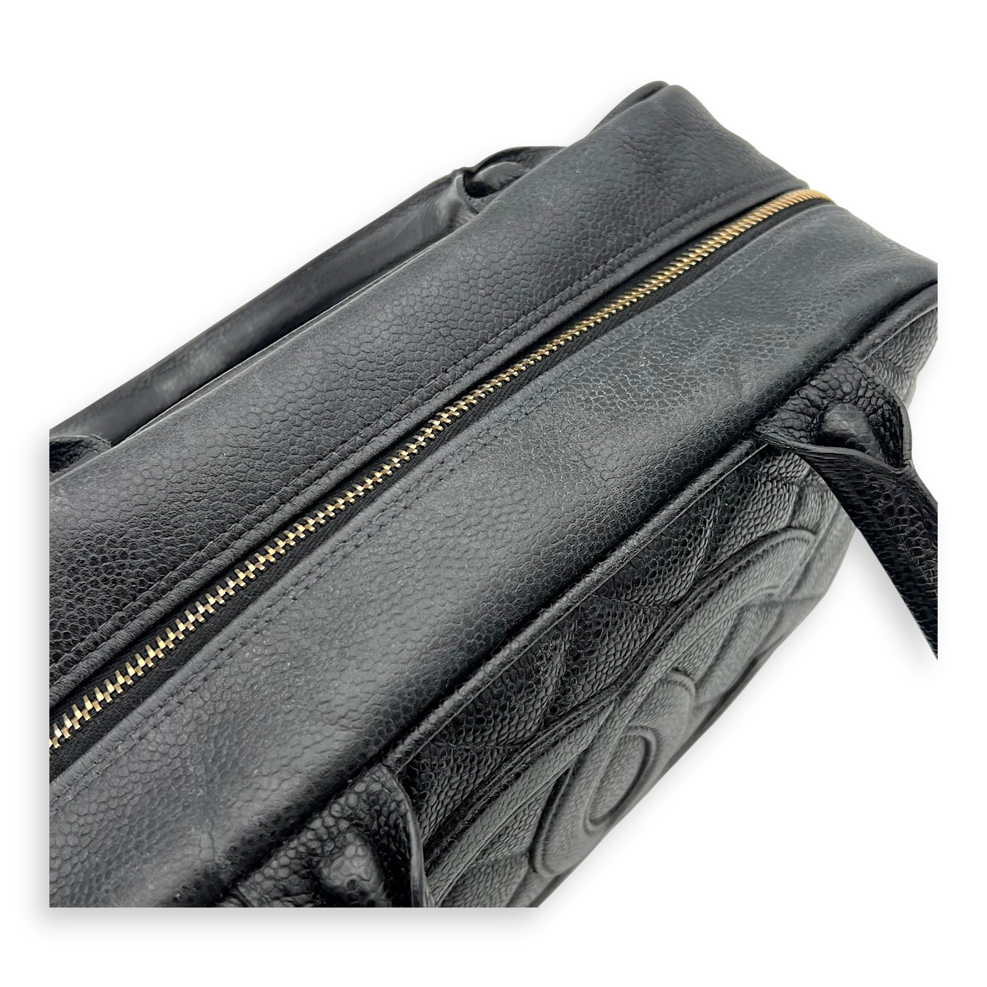 Vintage Top Handle Bag Black in Caviar Leather, Gold hardware - Image 10