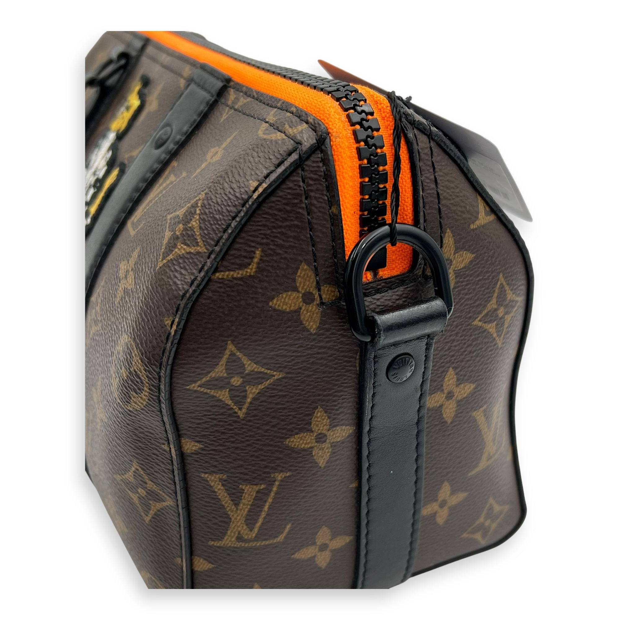 Keepall Virgil Abloh Top Handle Bag Brown in Monogram Coated Canvas, Gold hardware - Image 11