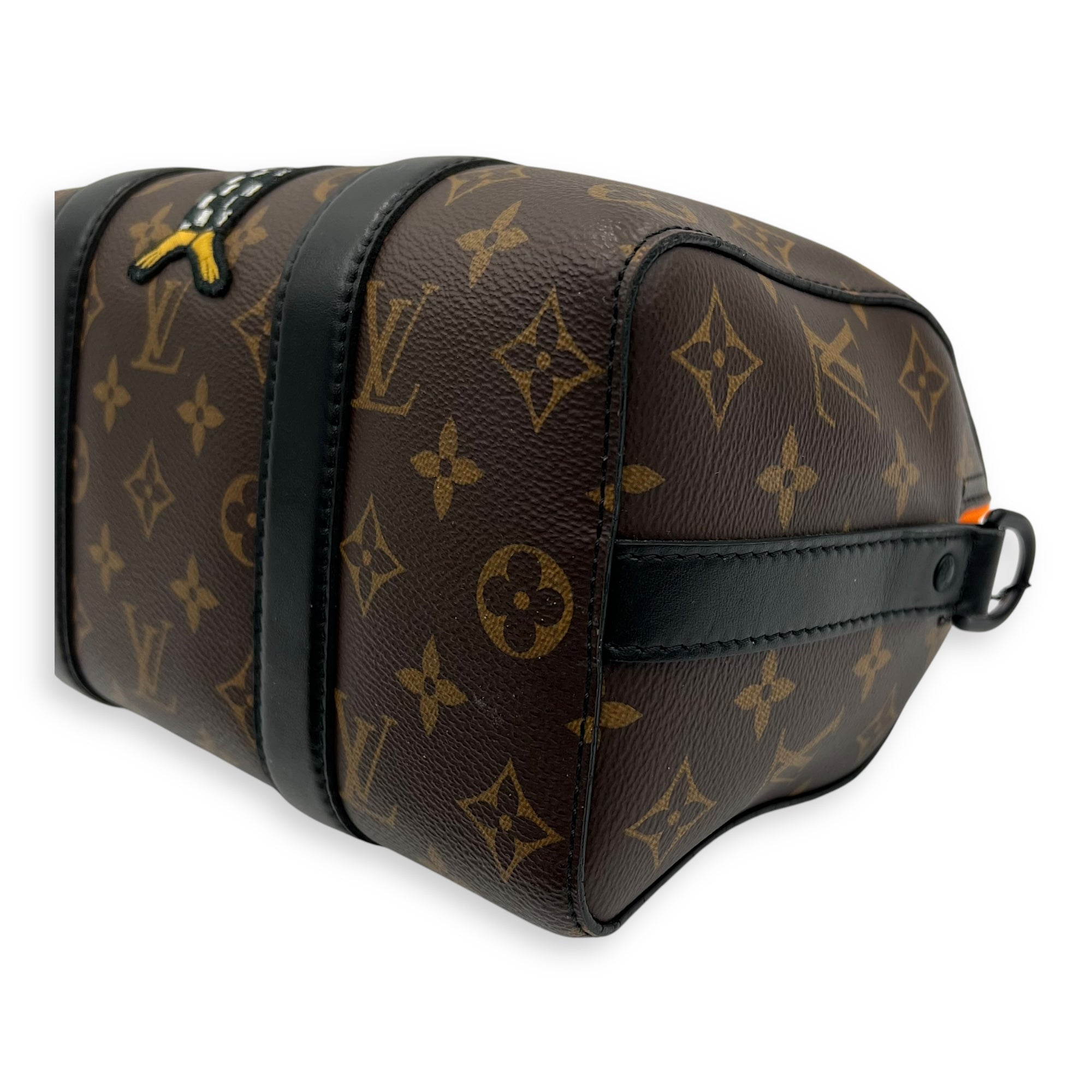 Keepall Virgil Abloh Top Handle Bag Brown in Monogram Coated Canvas, Gold hardware - Image 10