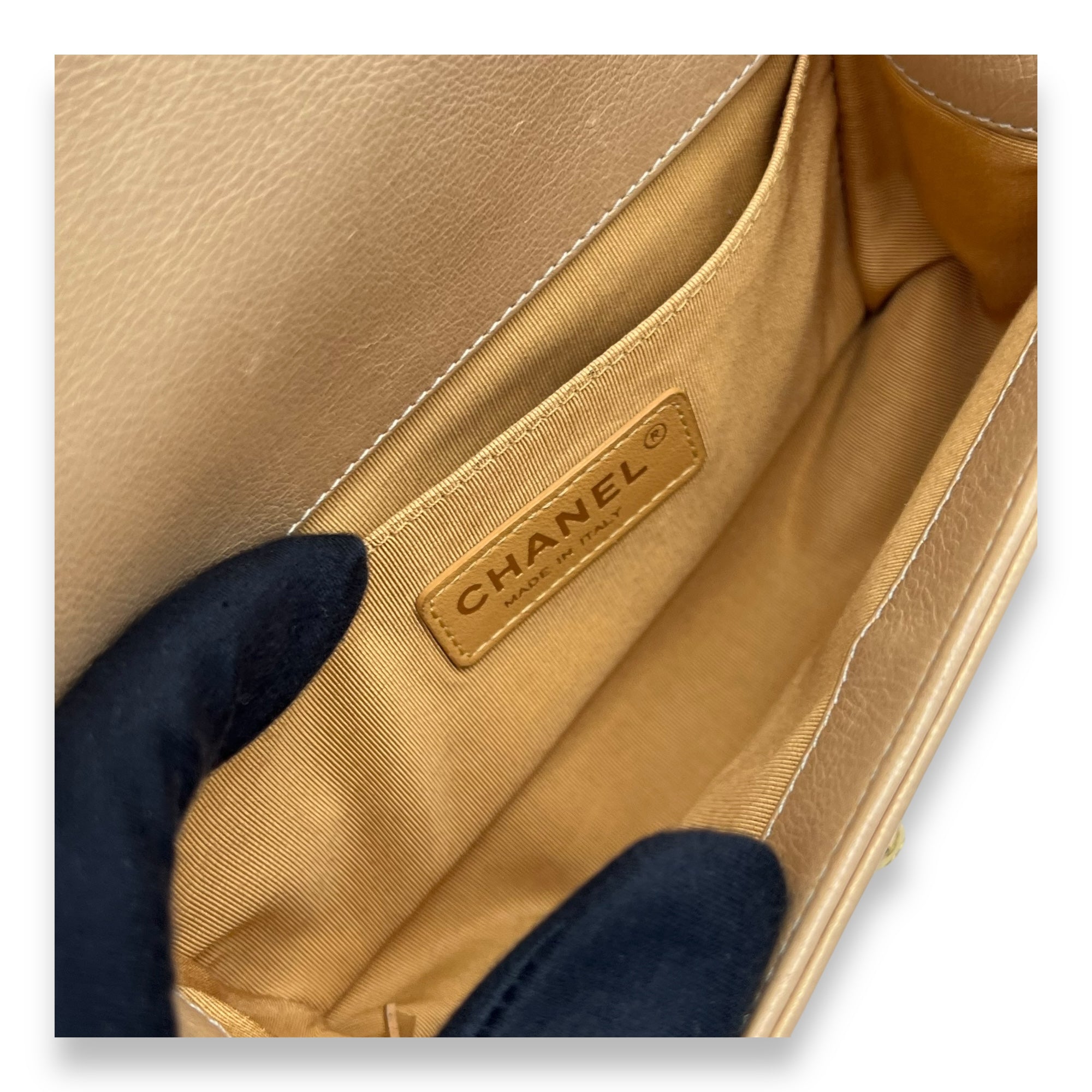 Boy Small Gold Shoulder Bag in Lambskin, Gold hardware - Image 12