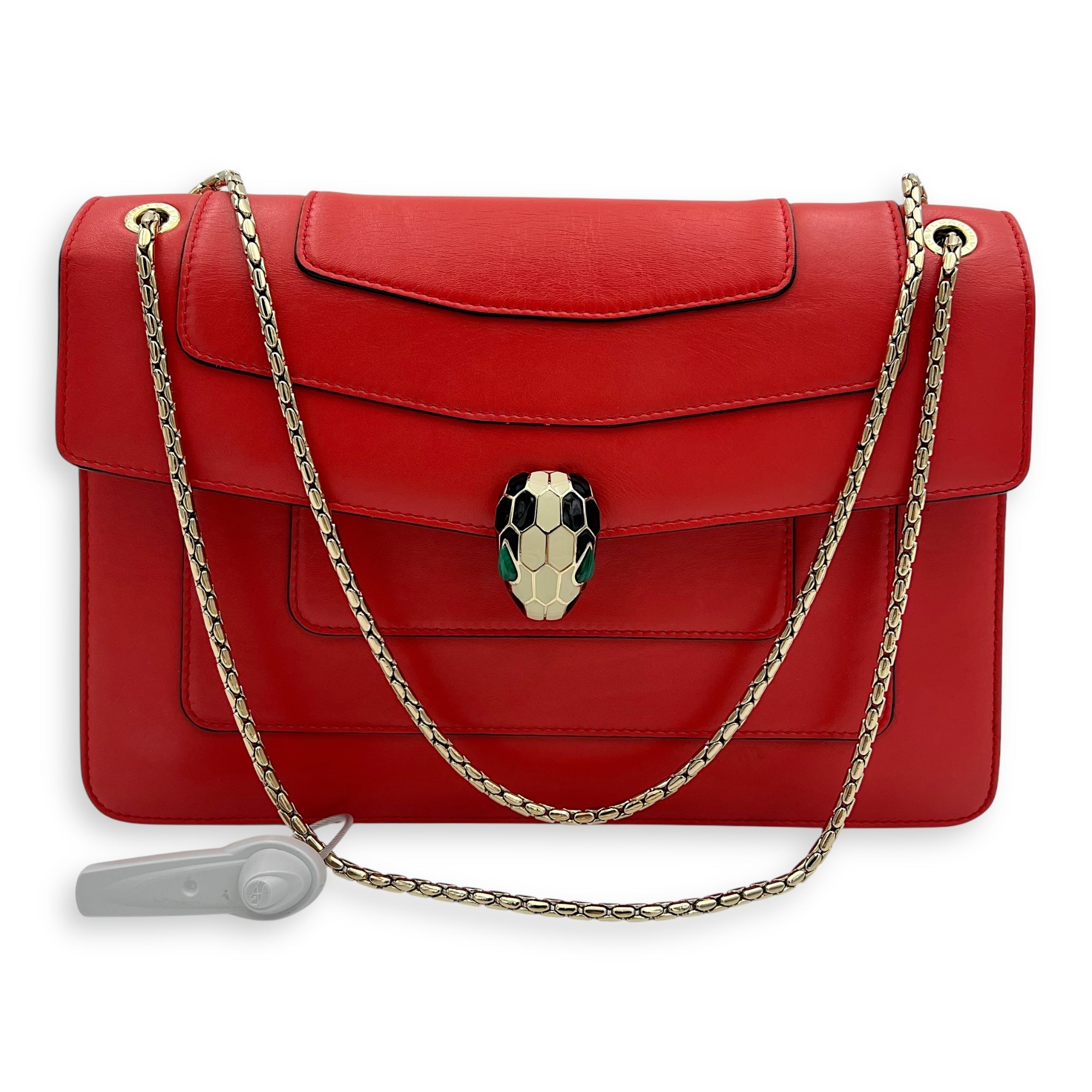 Serpenti Forever Shoulder Bag Red in Calfskin, Gold hardware - Image 10