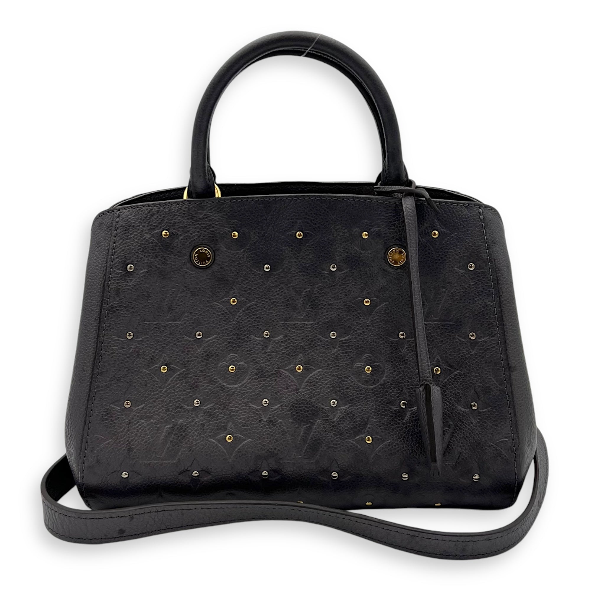 Montaigne Top Handle Bag BB Grey in Empreinte Leather, Gold hardware - Image 13