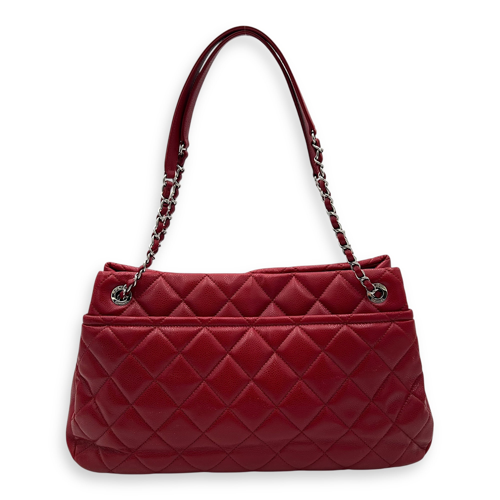 CC Shoulder Bag Red in Caviar Leather, Silver hardware - Image 3