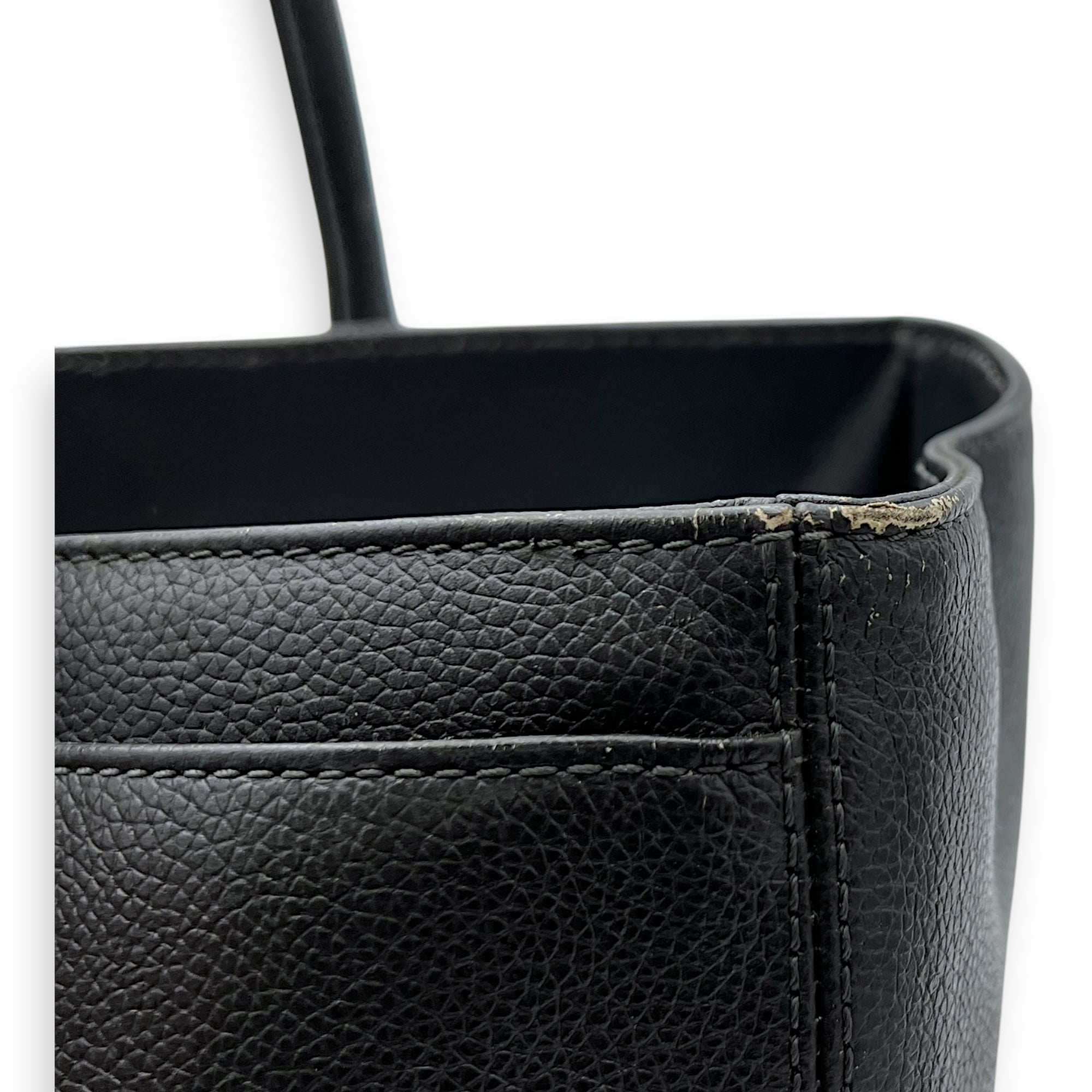 Executive Perf Top Handle Bag Grey in Calfskin, Silver hardware - Image 13
