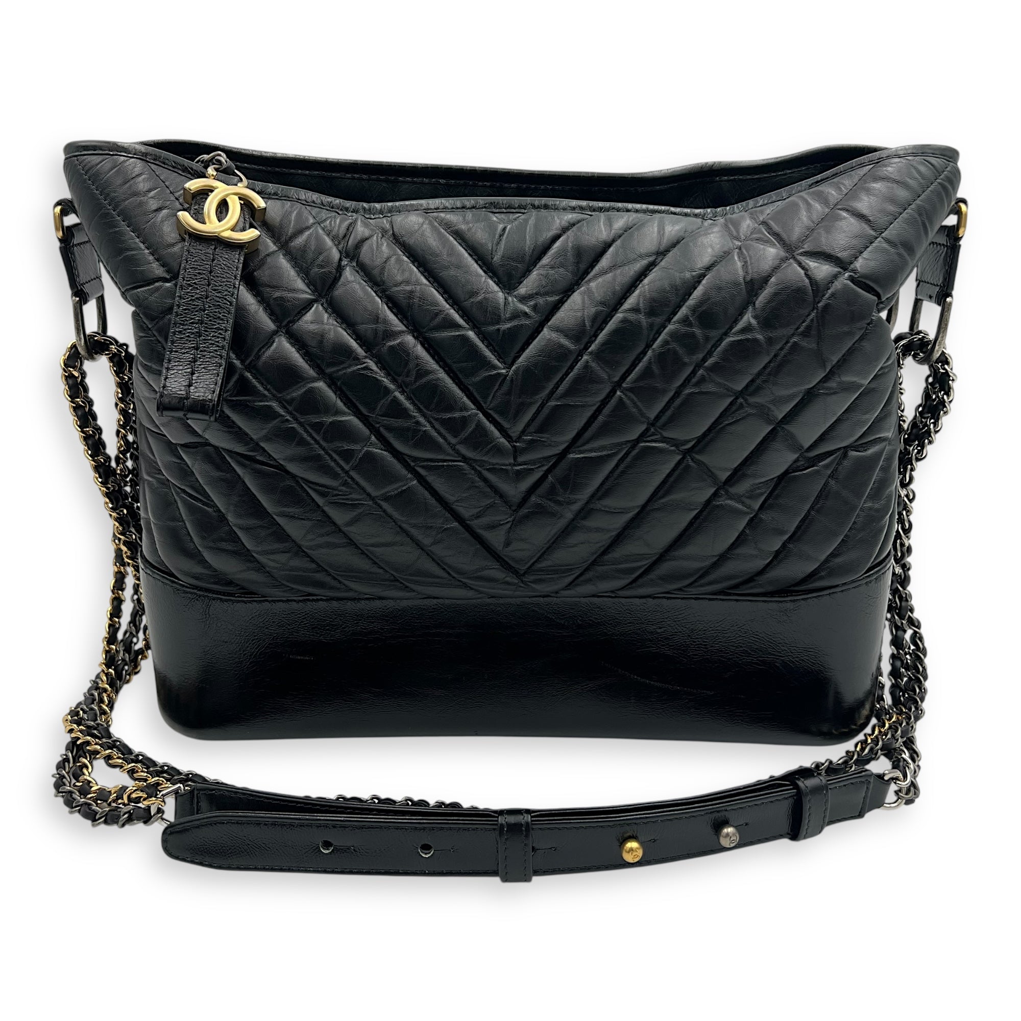 Gabrielle Shoulder Bag Large Black in Calfskin, Mixed hardware - Image 11