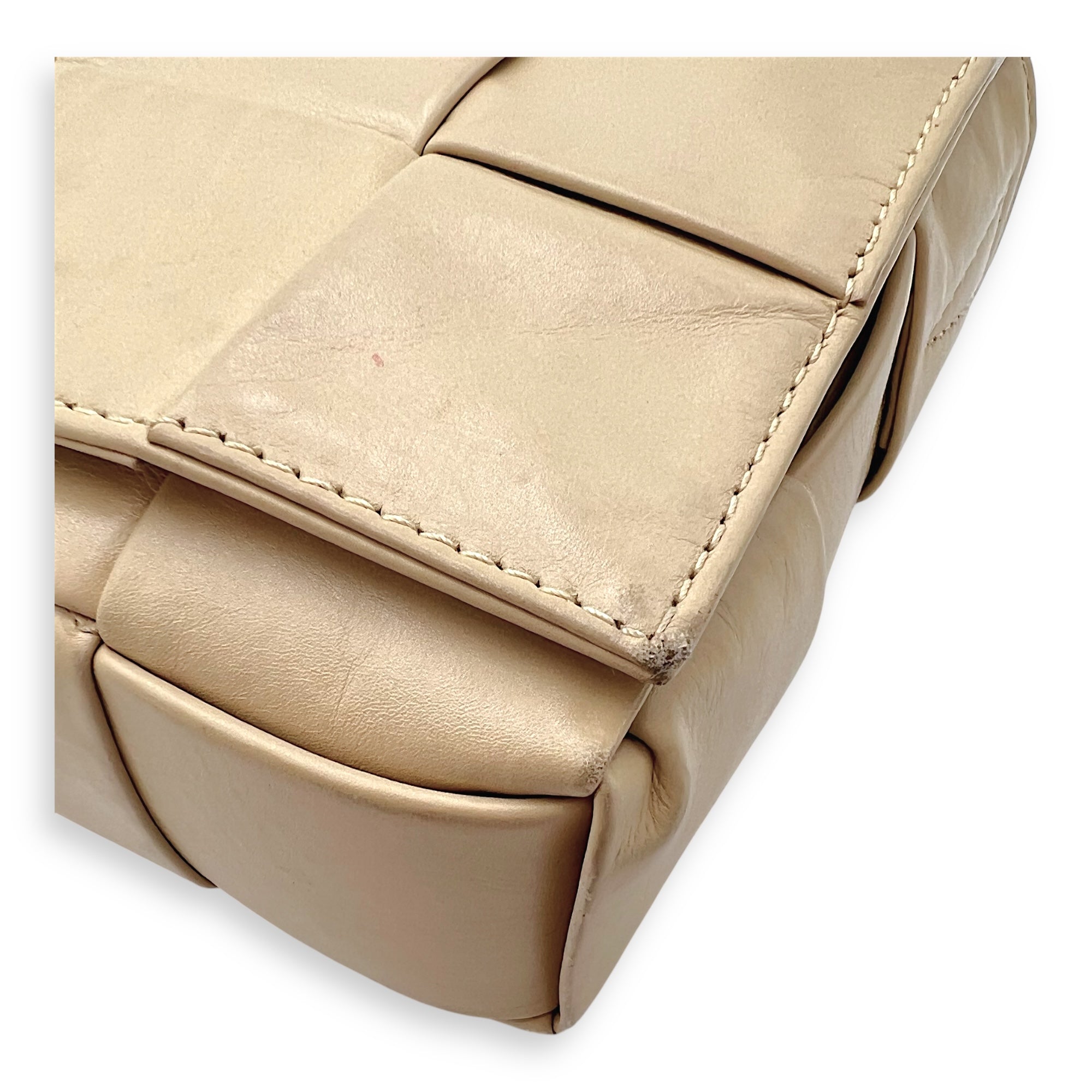 Cassette Crossbody Bag Beige in Calfskin, Silver hardware - Image 14