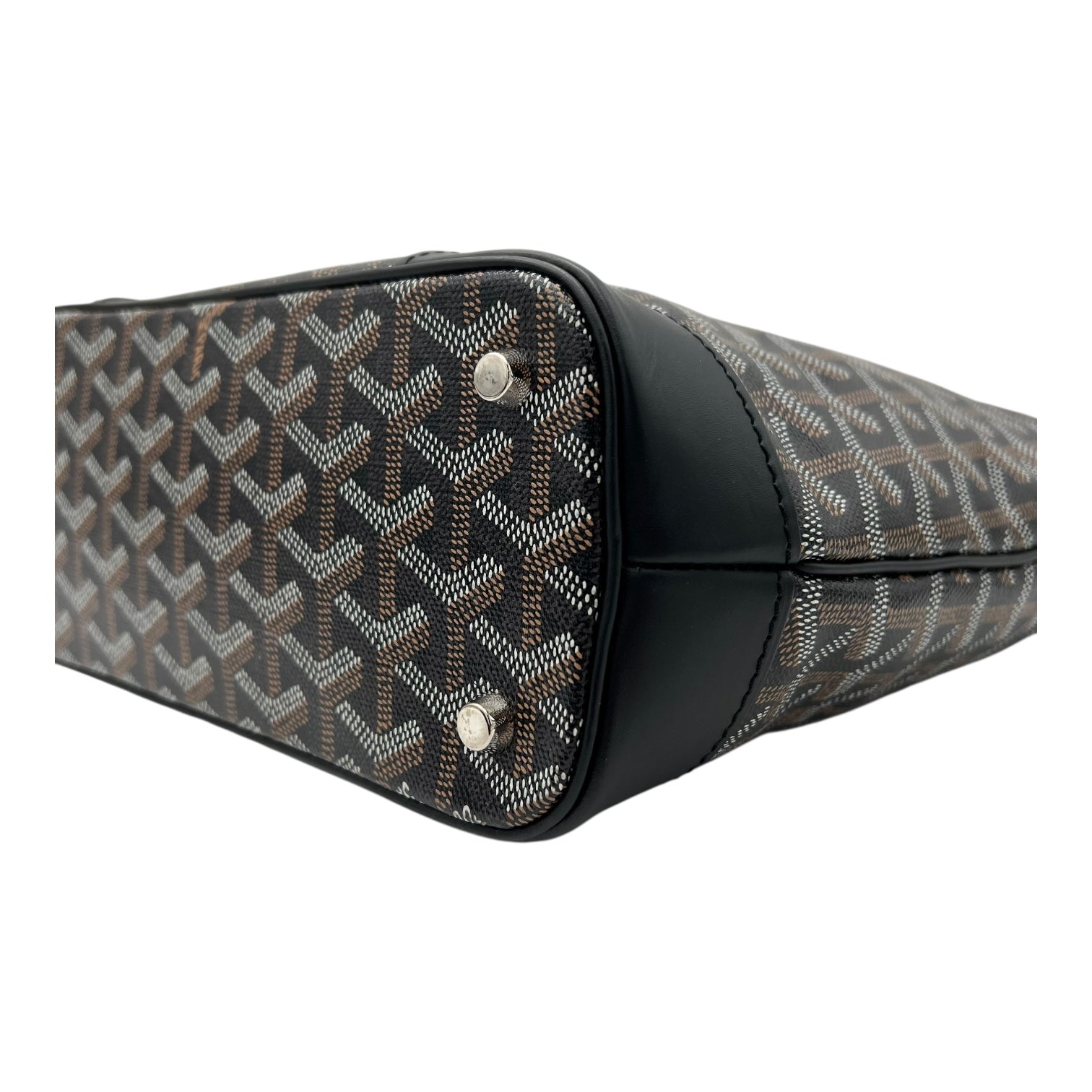 Beluga PM Black Top Handle Bag in Coated Canvas, Silver hardware - Image 9