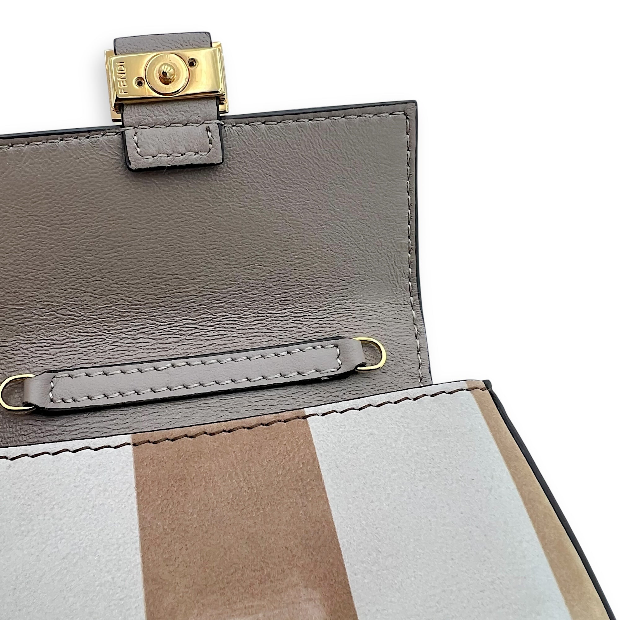 Baguette Nano Brown Crossbody Bag in Suede Leather, Gold hardware - Image 14